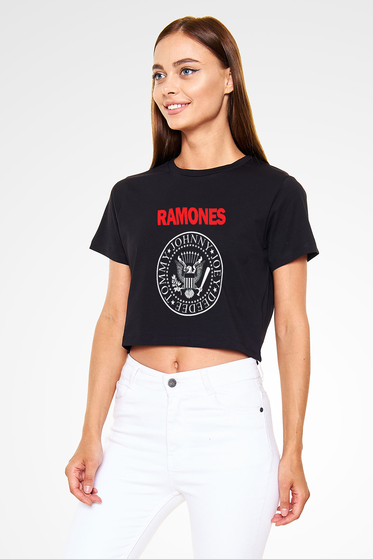 Ramones Siyah Crop Top Tişört