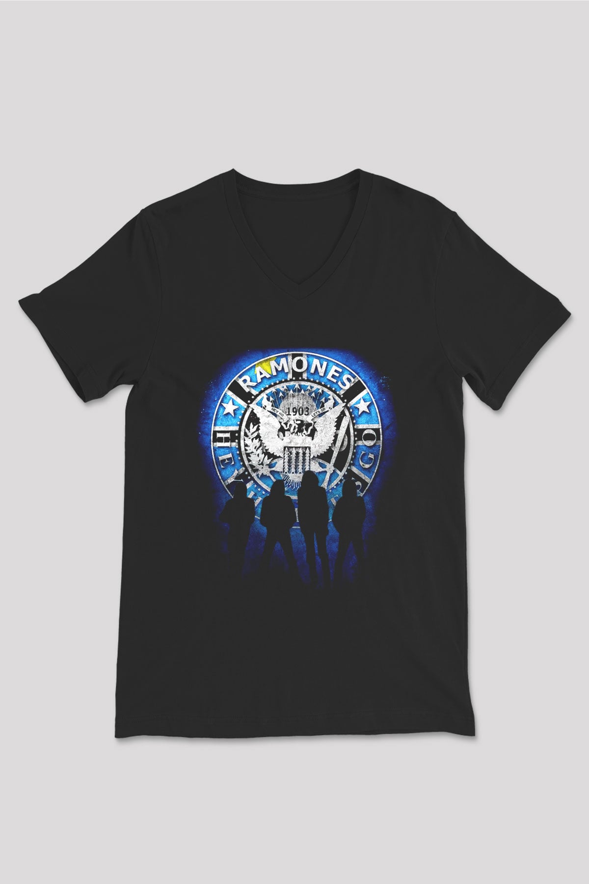 Ramones Siyah Unisex V Yaka Tişört T-Shirt