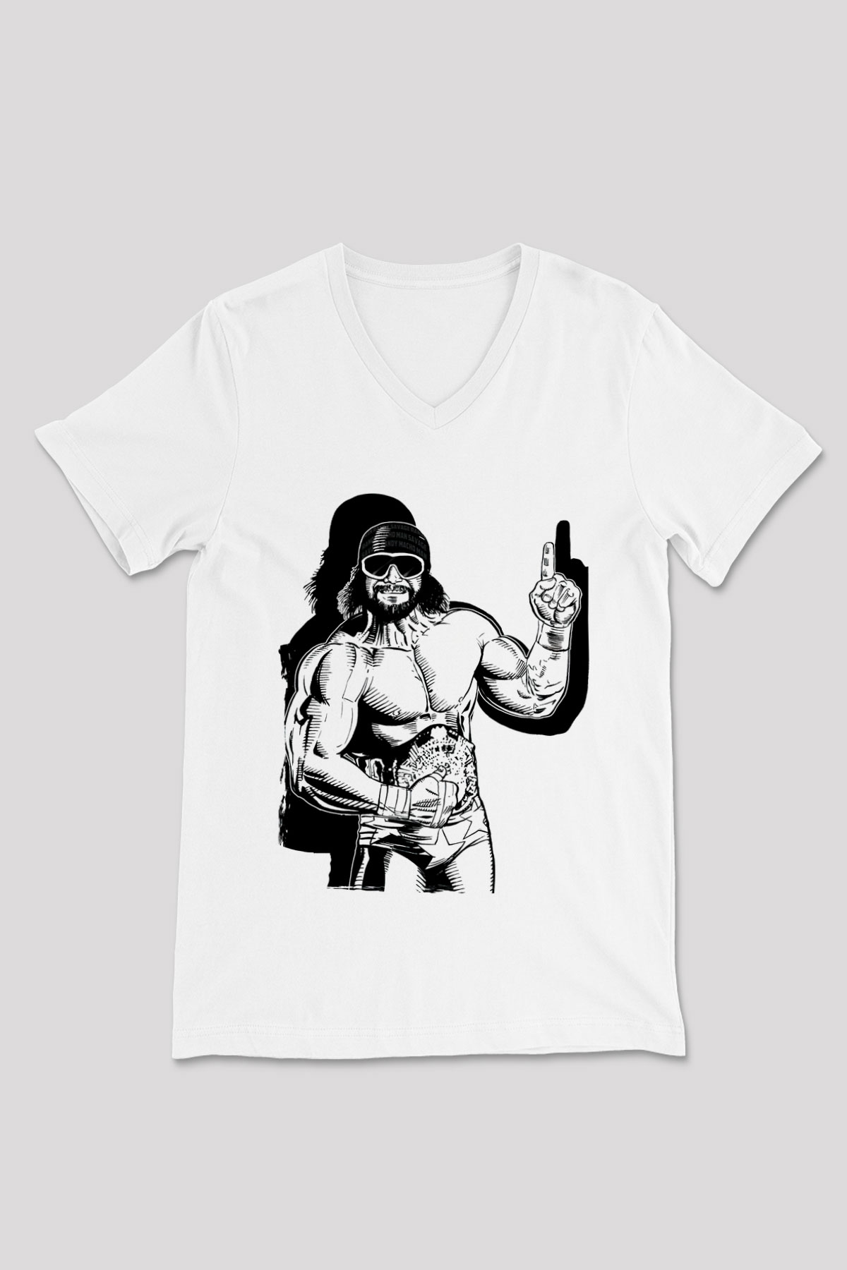 Randy Savage Beyaz Unisex  V Yaka Tişört