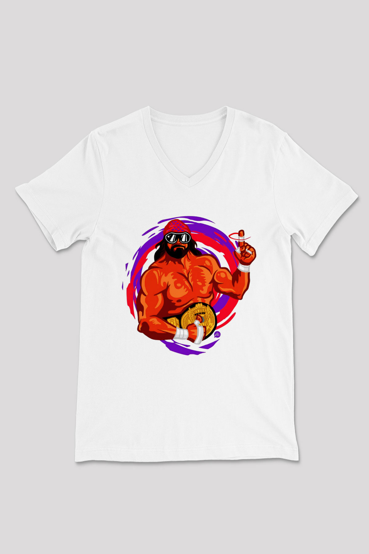 Randy Savage Beyaz Unisex  V Yaka Tişört