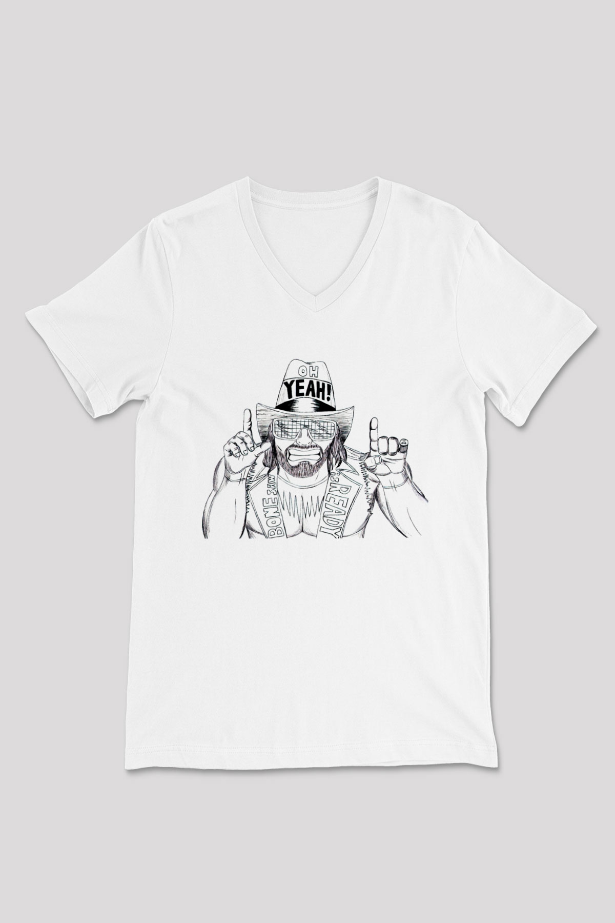Randy Savage Beyaz Unisex  V Yaka Tişört