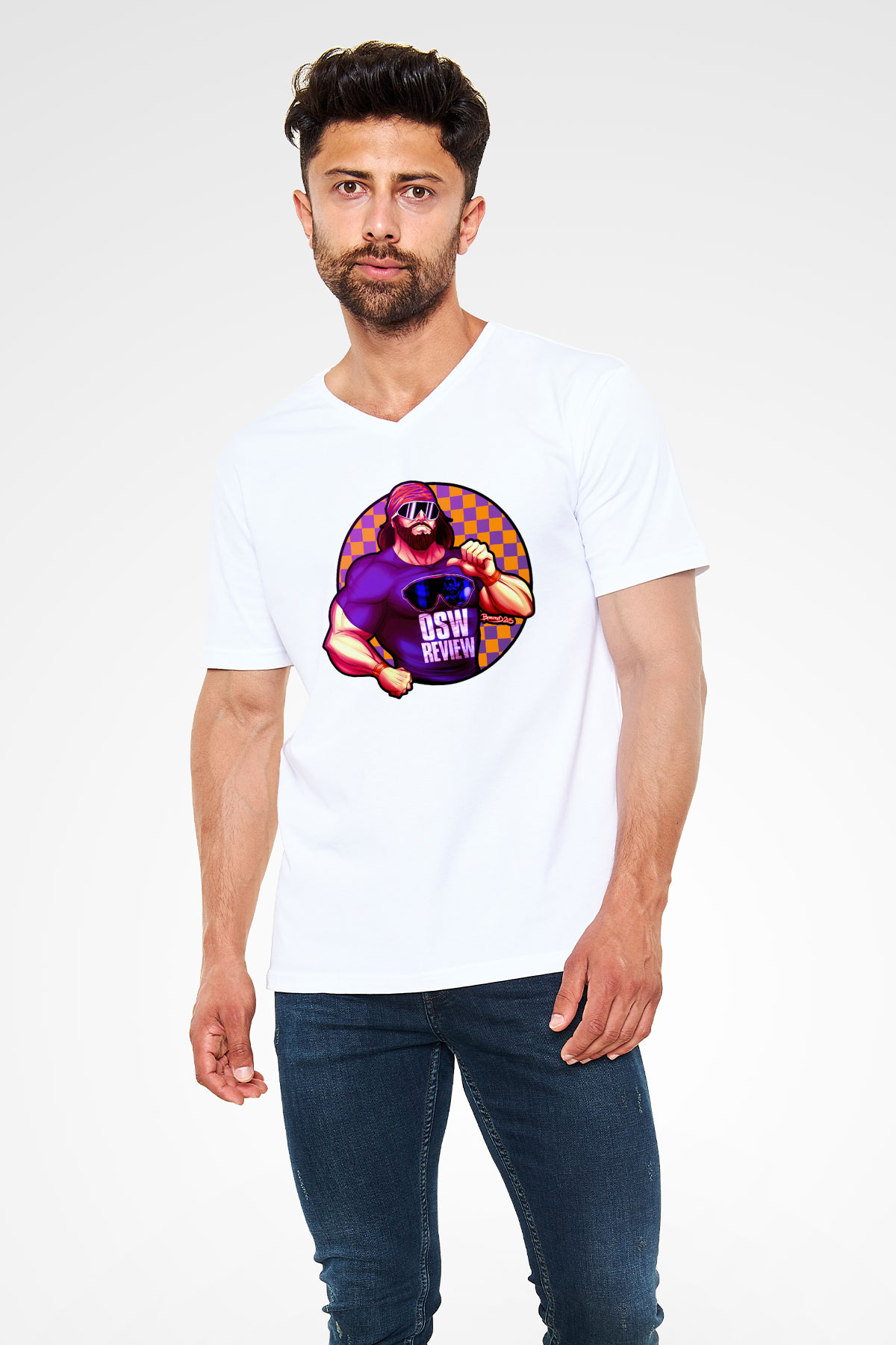 Randy Savage Beyaz Unisex  V Yaka Tişört