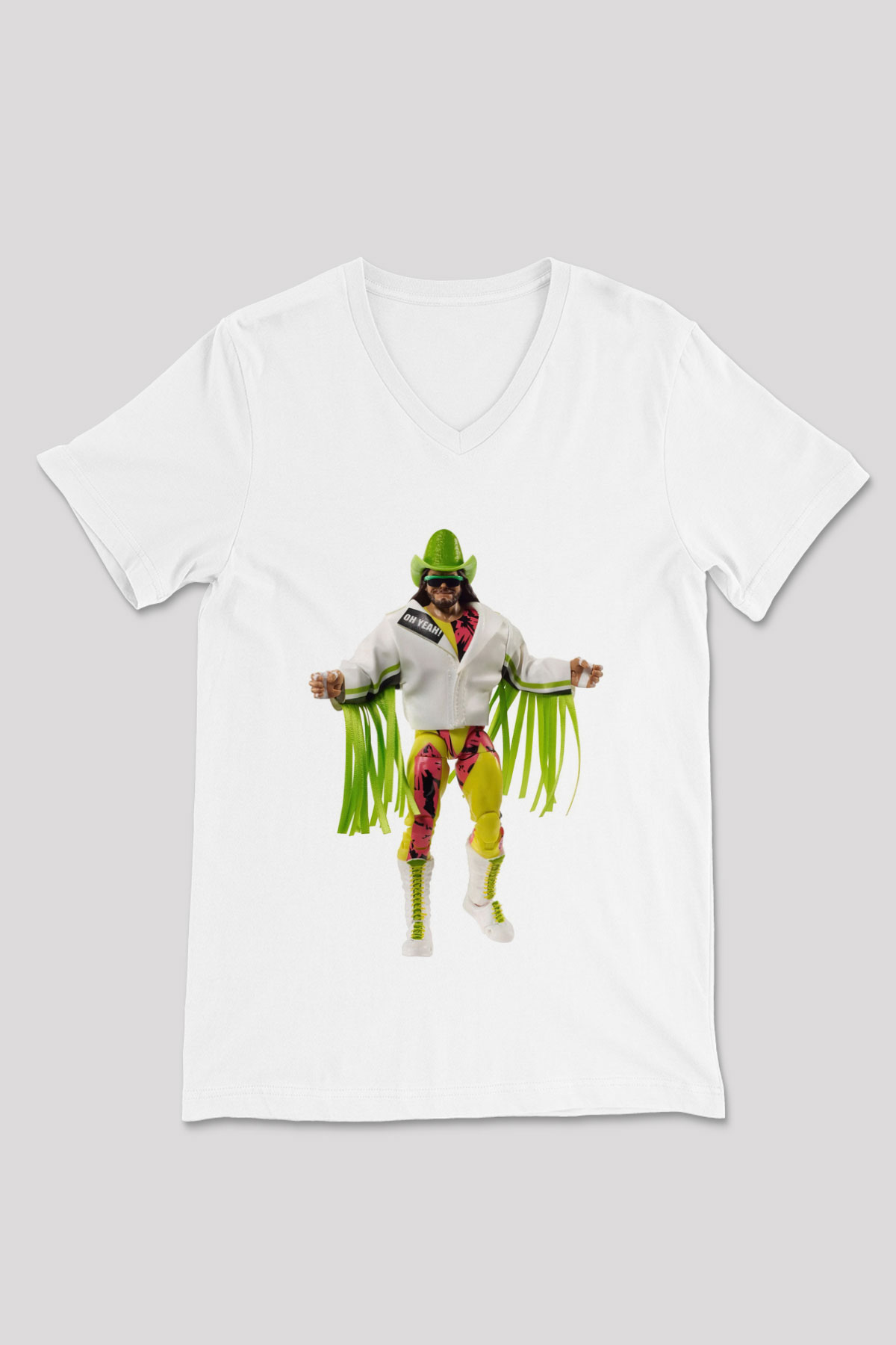 Randy Savage Beyaz Unisex  V Yaka Tişört