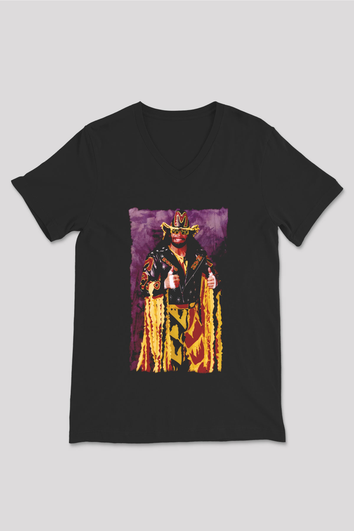 Randy Savage Siyah Unisex  V Yaka Tişört