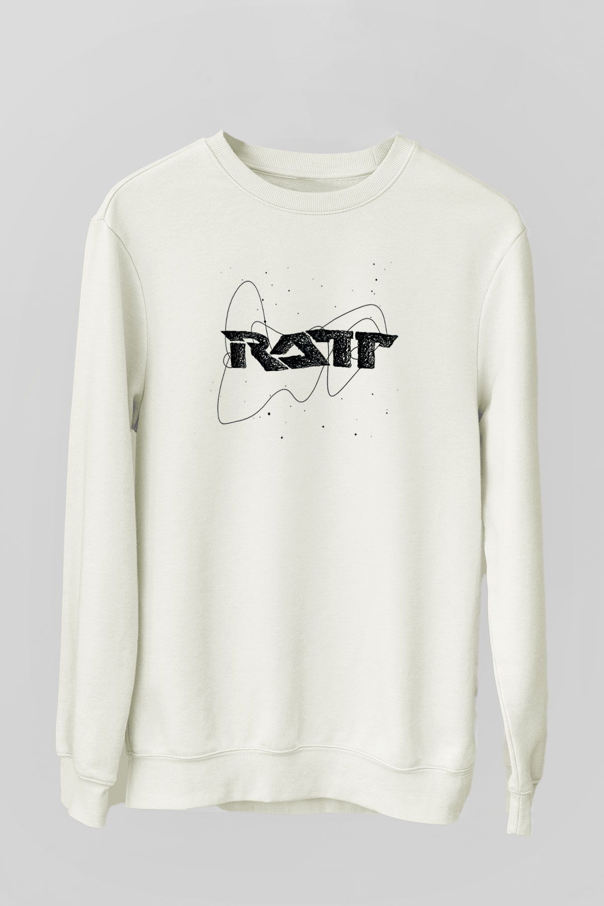 Ratt Baskılı Beyaz Unisex Sweatshirt