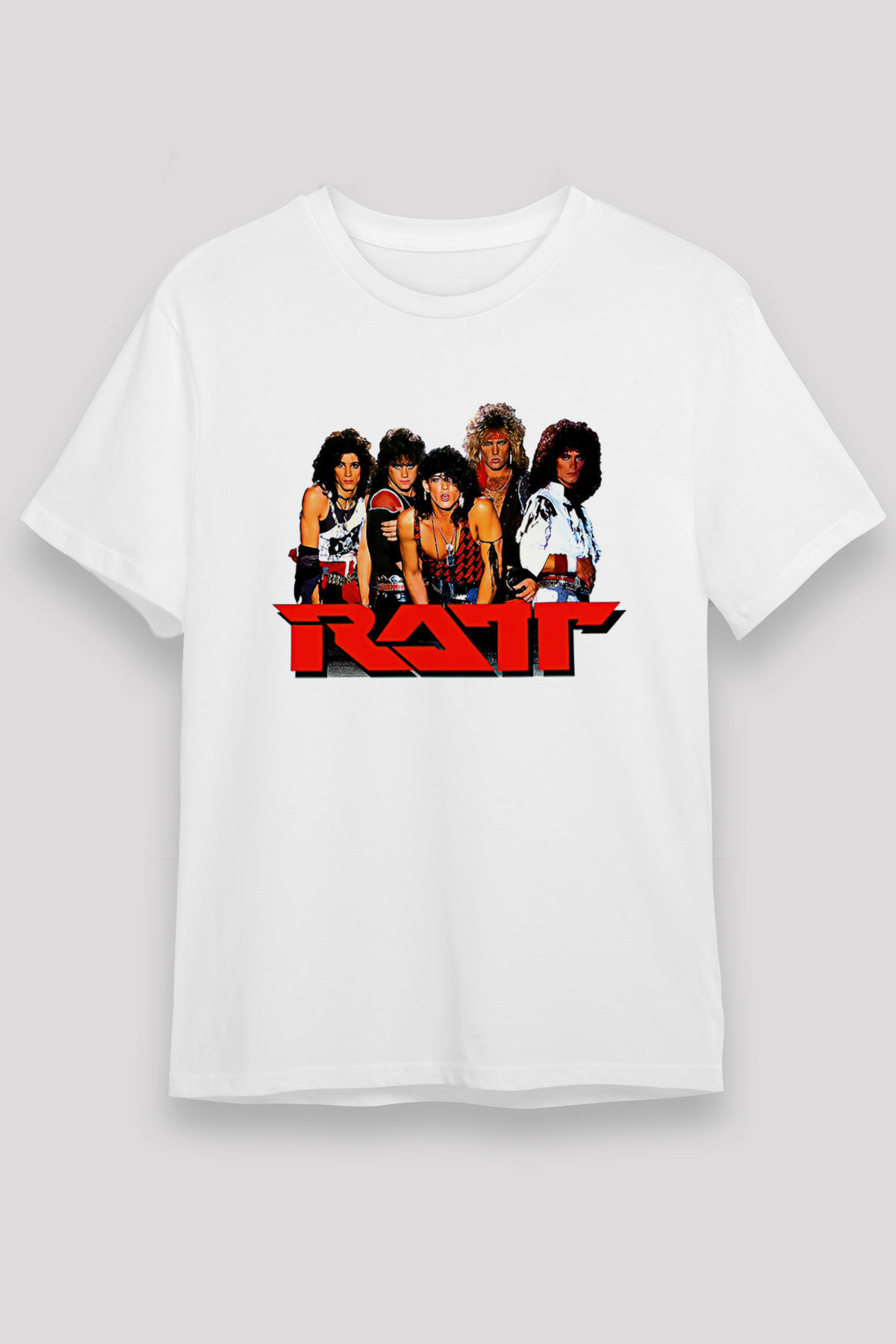 Ratt Baskılı Unisex Beyaz Tişört - Tshirt