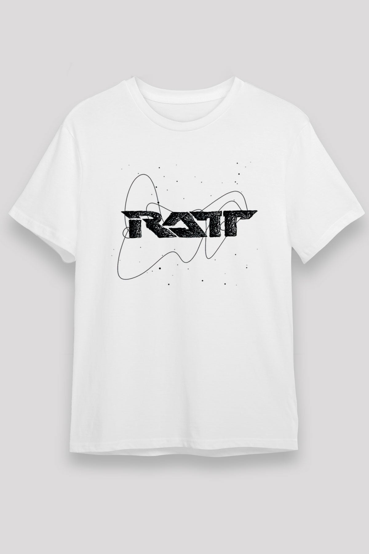 Ratt Baskılı Unisex Beyaz Tişört - Tshirt