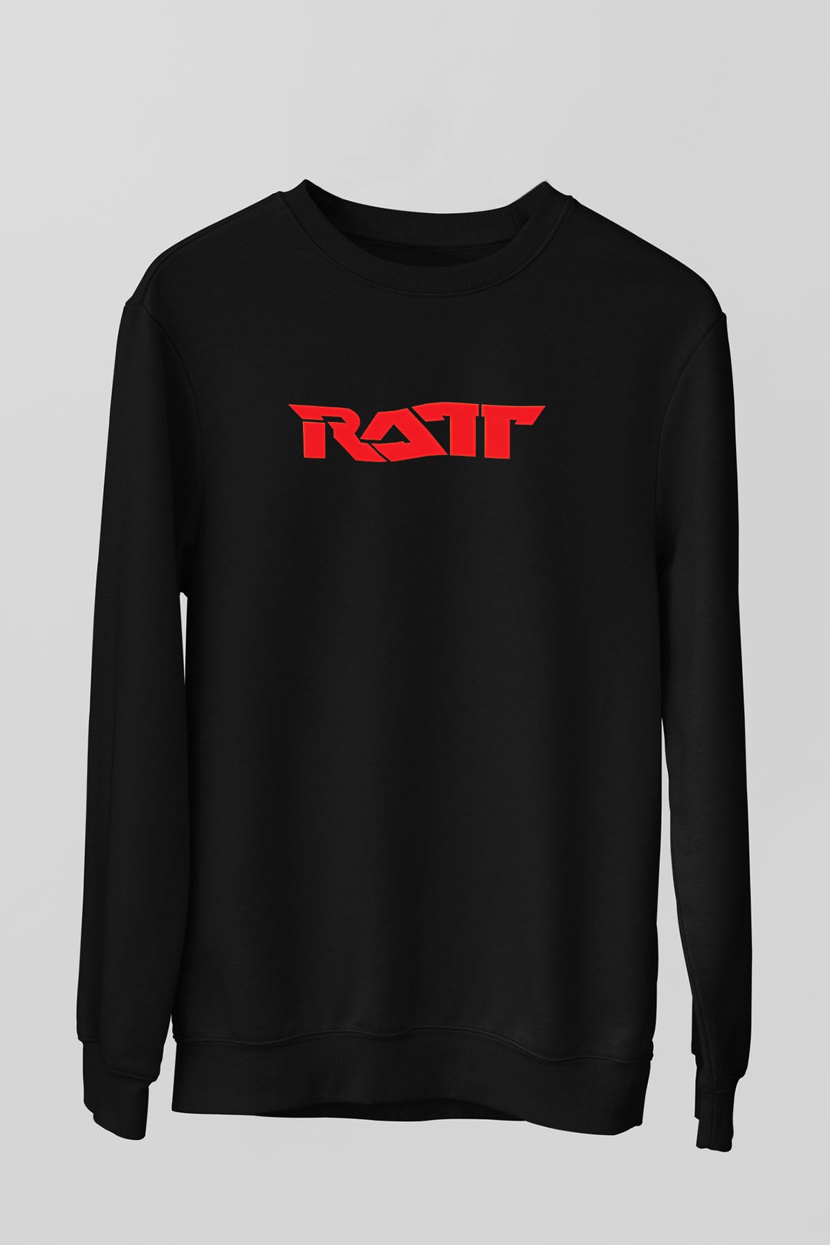 Ratt Baskılı Unisex Siyah Sweatshirt
