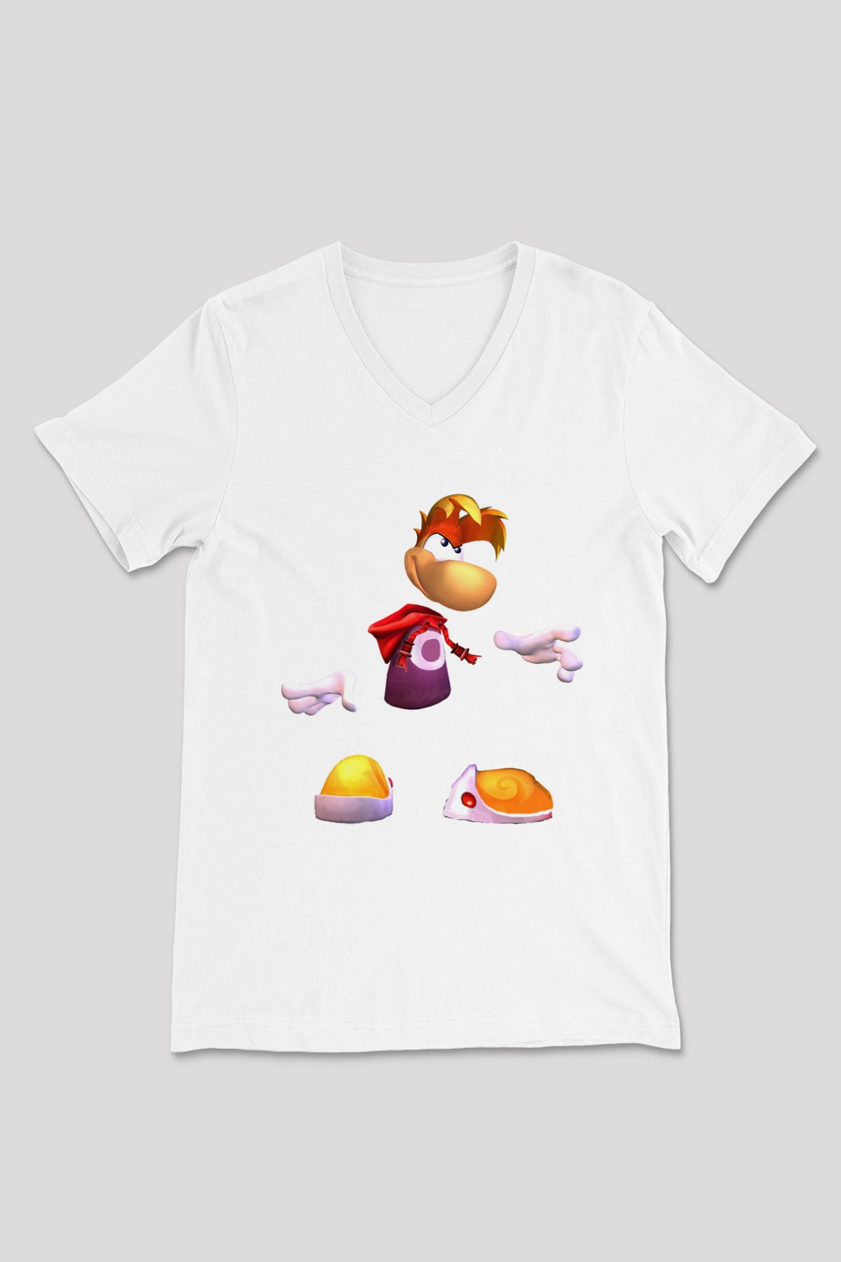 Rayman Beyaz Unisex V Yaka Tişört