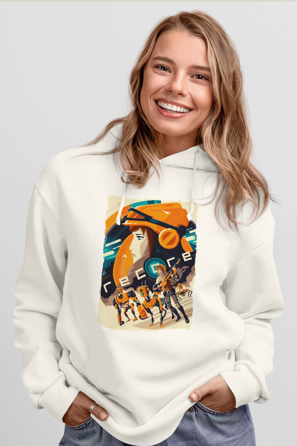 ReCore Beyaz Unisex Hoodie