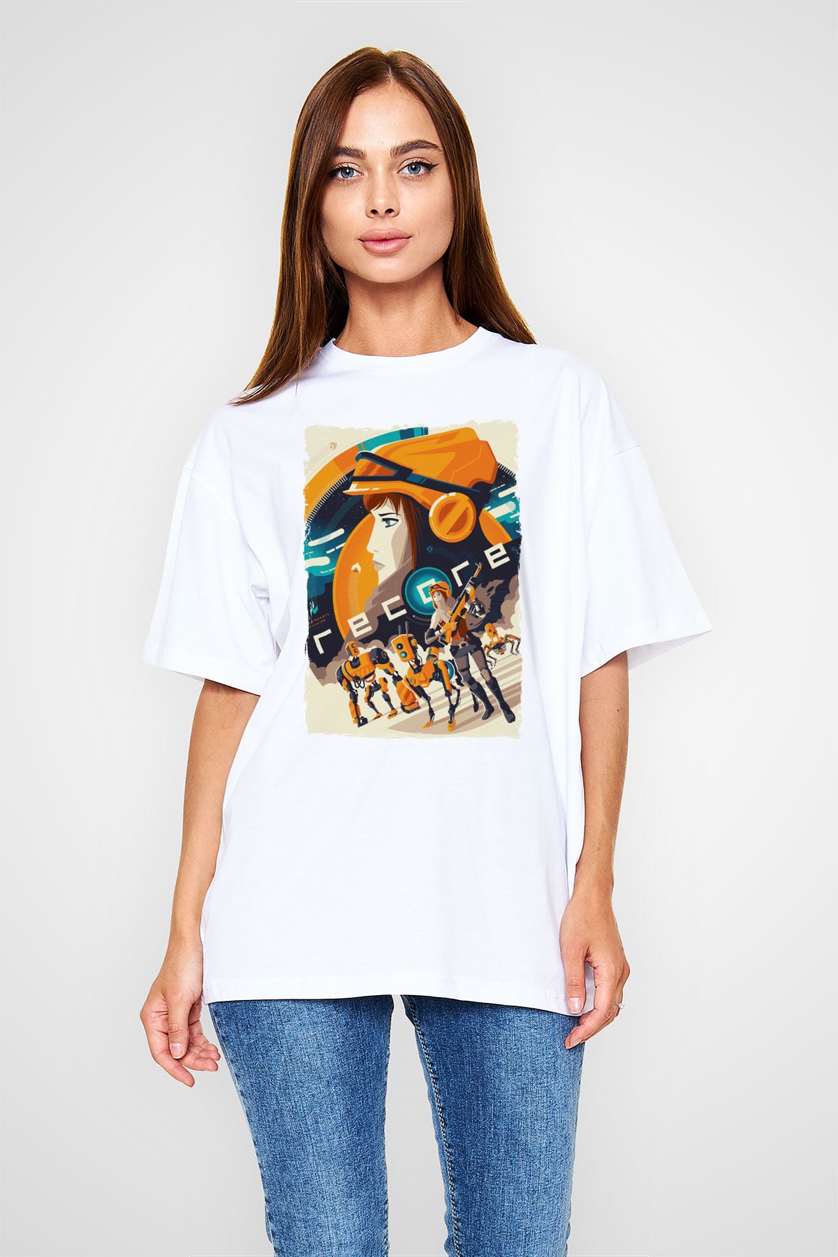 ReCore Beyaz Oversize Tişört Oversize T-shirt