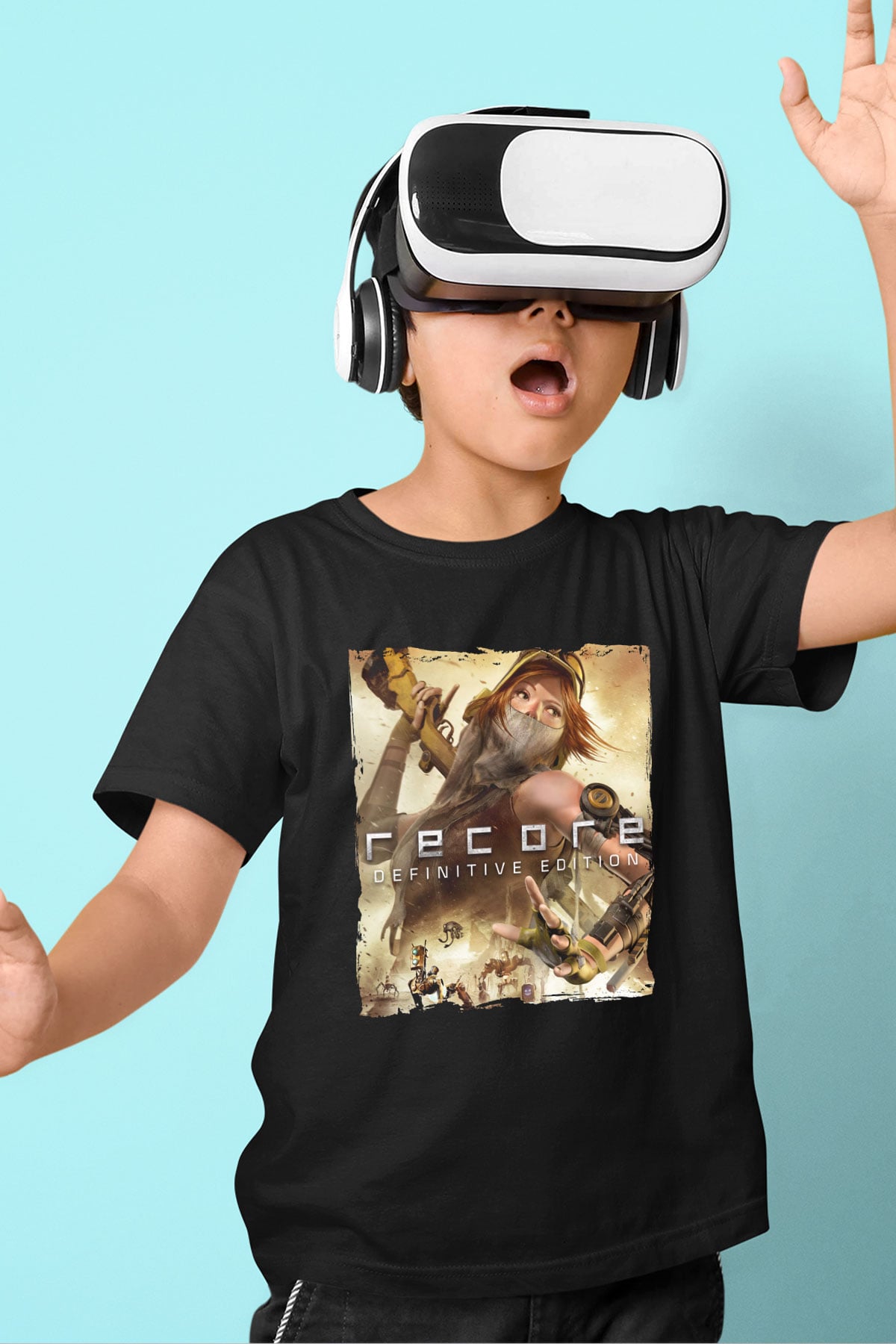 ReCore Siyah Unisex Çocuk Tişört