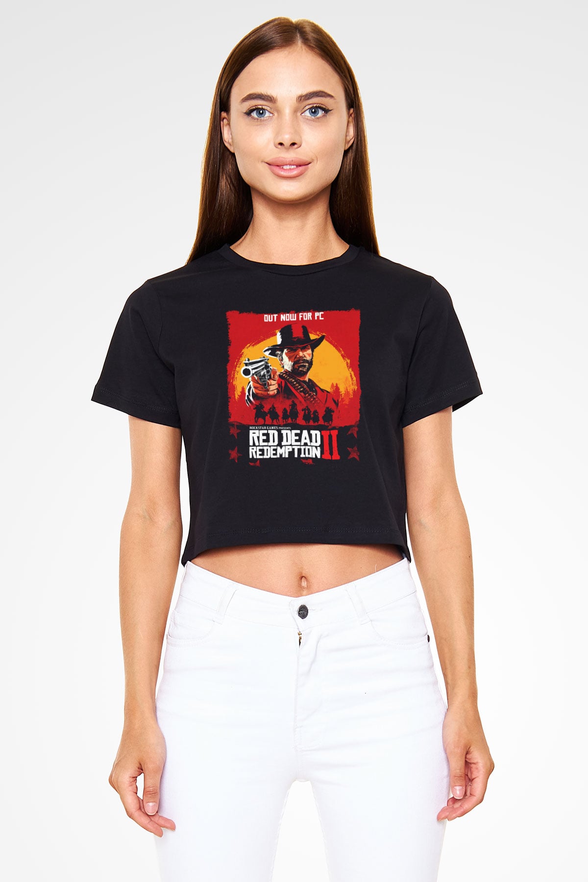 Red Dead Redemption Siyah  Crop Top Tişört