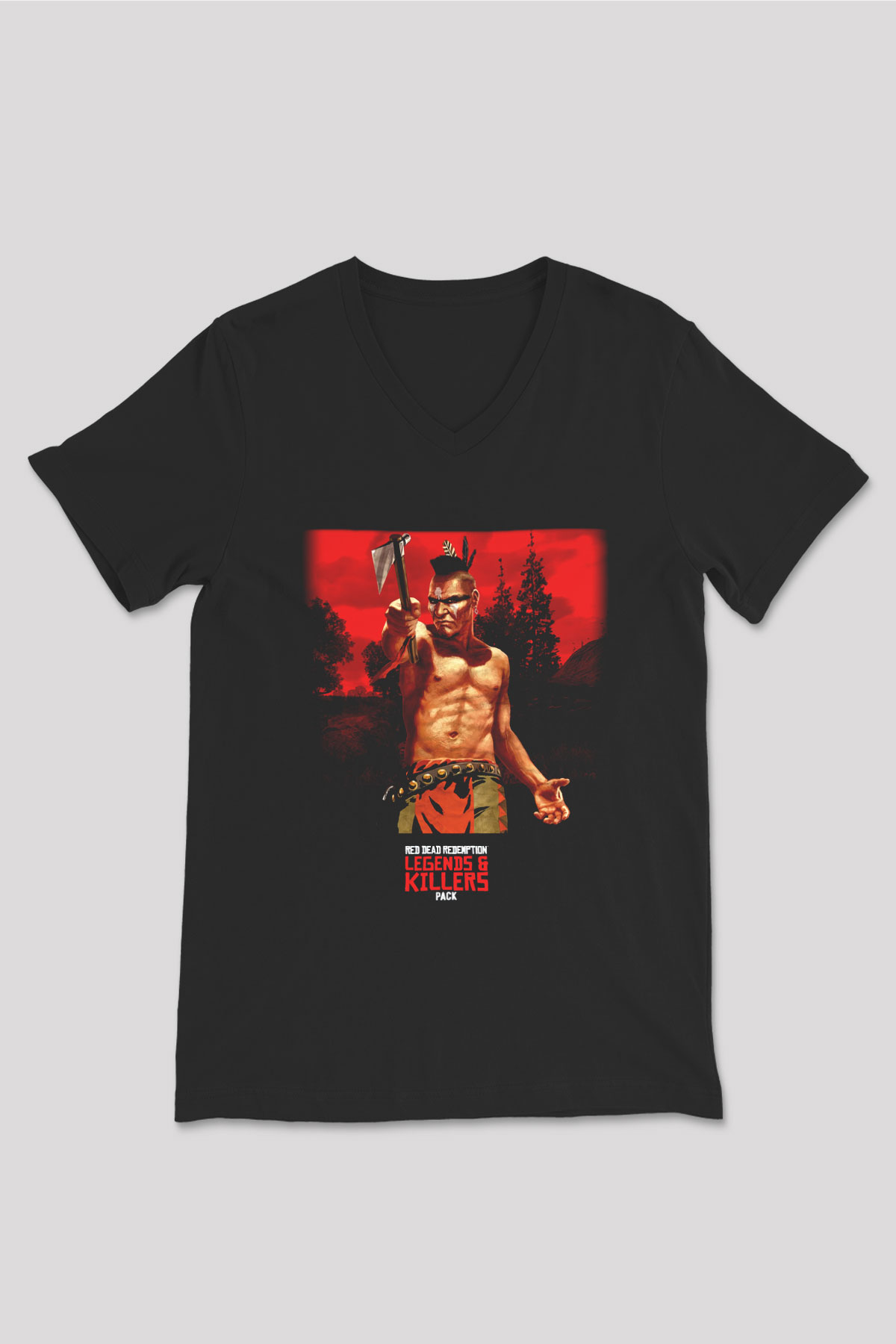 Red Dead Redemption Siyah Unisex V Yaka Tişört T-Shirt