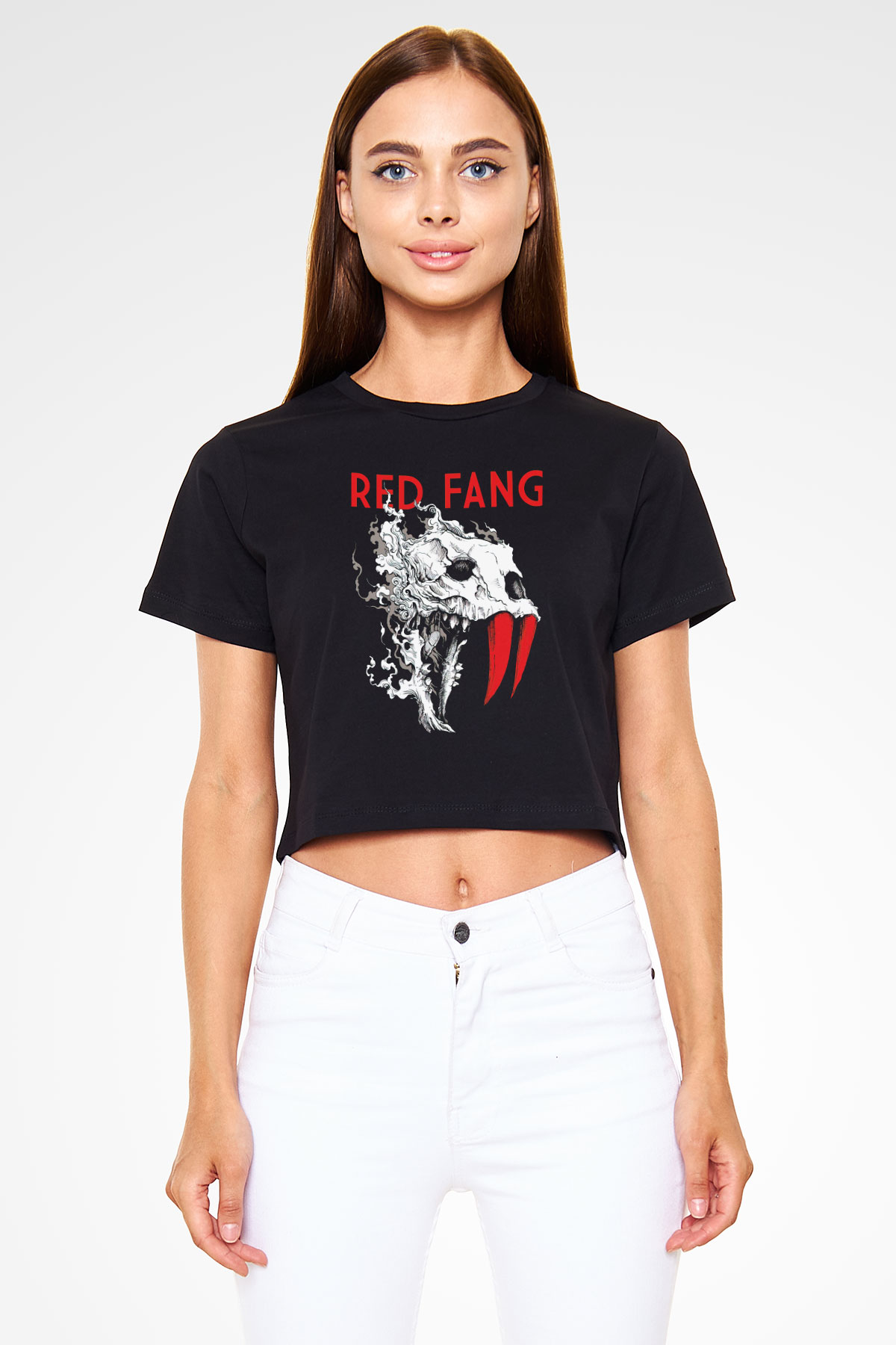 Red Fang Siyah  Crop Top Tişört