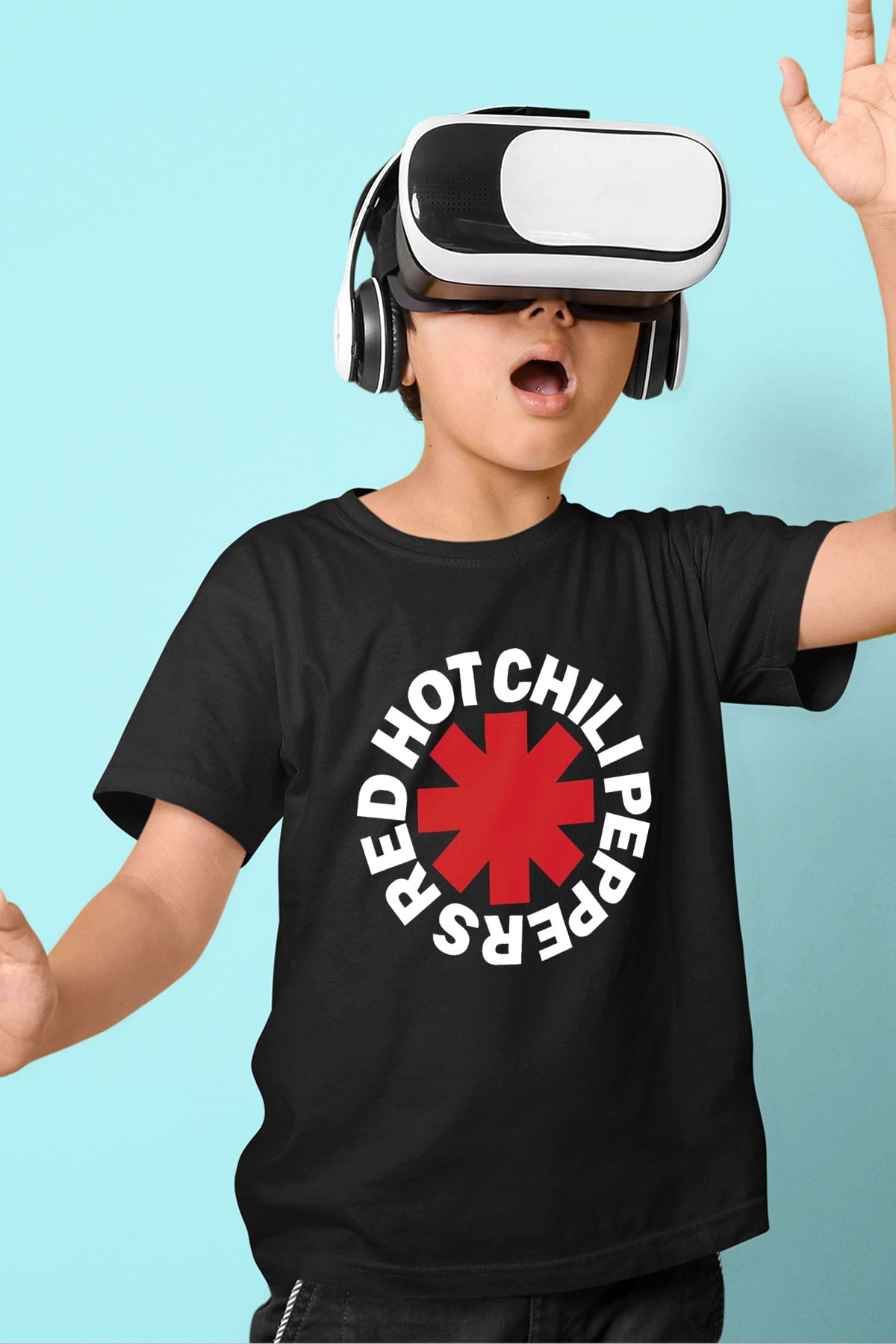 Red Hot Chili Peppers Baskılı Siyah Unisex Çocuk Tişört