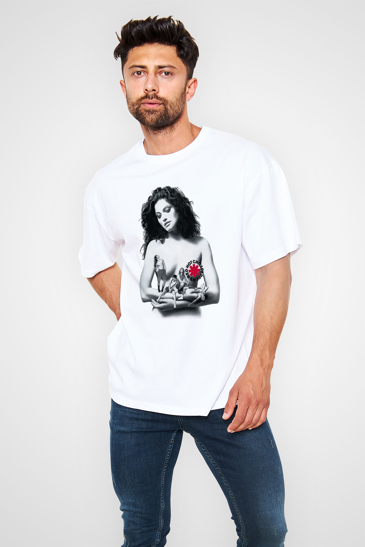 Red Hot Chili Peppers Beyaz Unisex Oversize Tişört T-Shirt