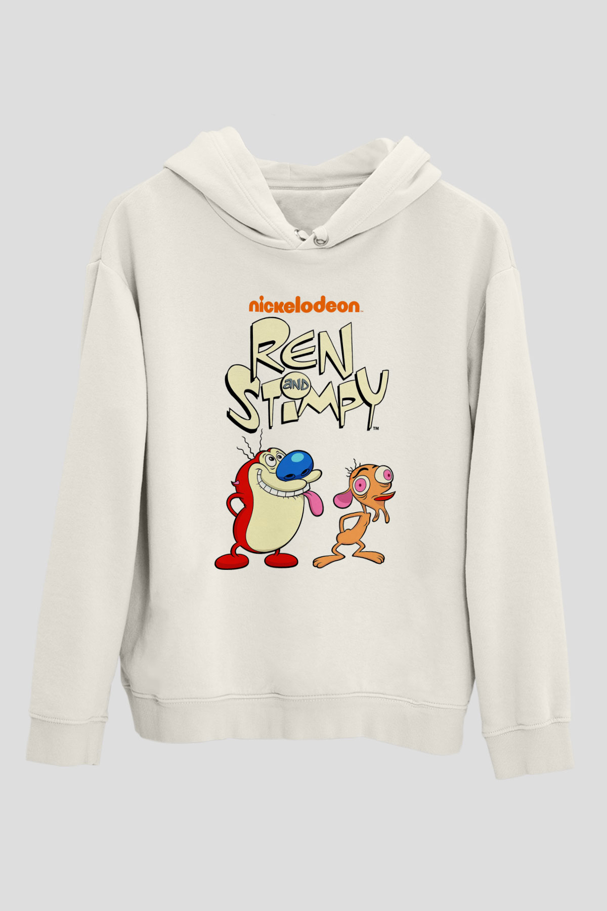Ren and Stimpy Show Beyaz Unisex Hoodie