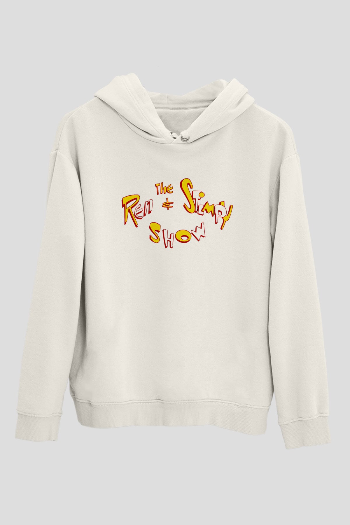 Ren and Stimpy Show Beyaz Unisex Kapşonlu Sweatshirt