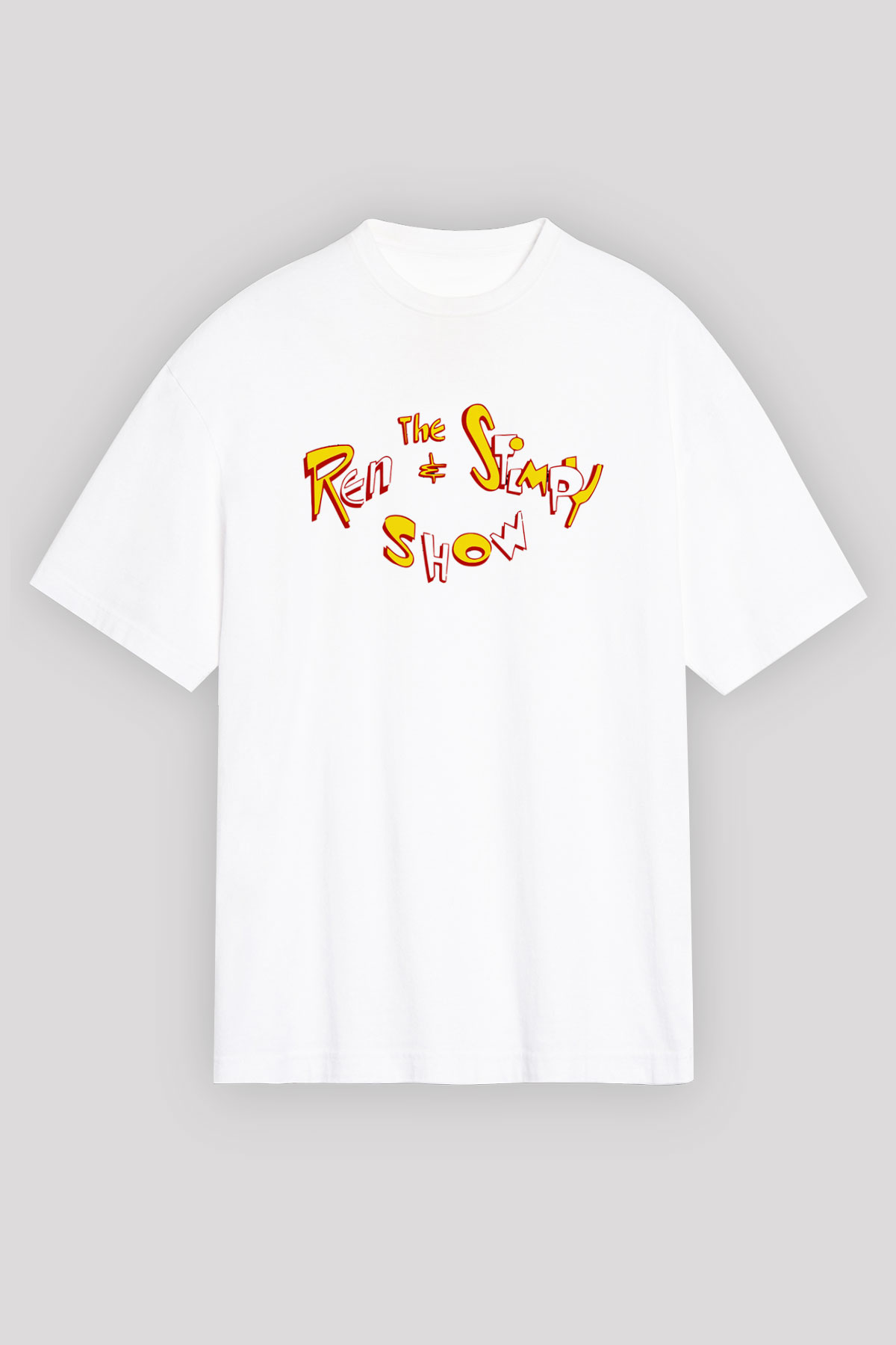 Ren and Stimpy Show Beyaz Unisex Oversize Tişört T-Shirt