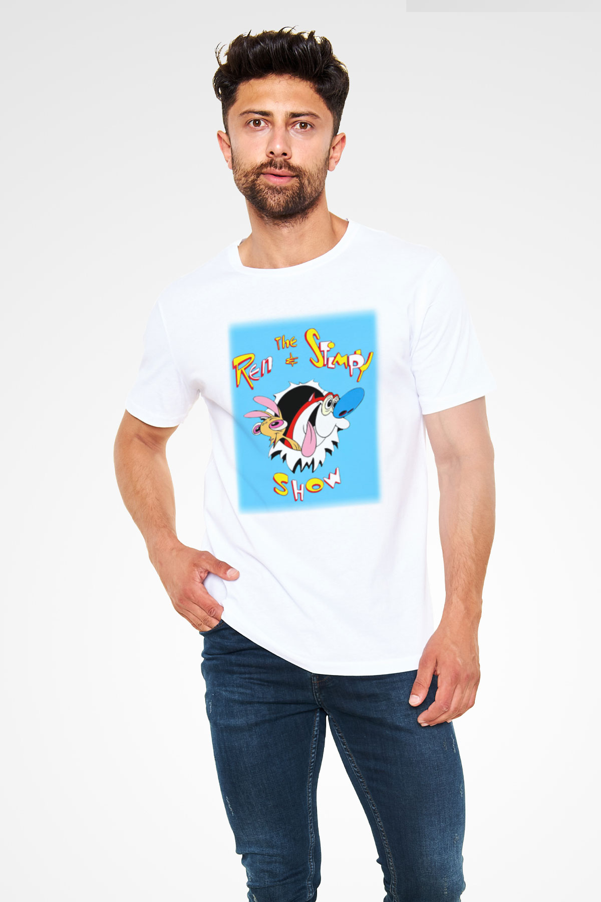 Ren and Stimpy Show Beyaz Unisex Tişört T-Shirt