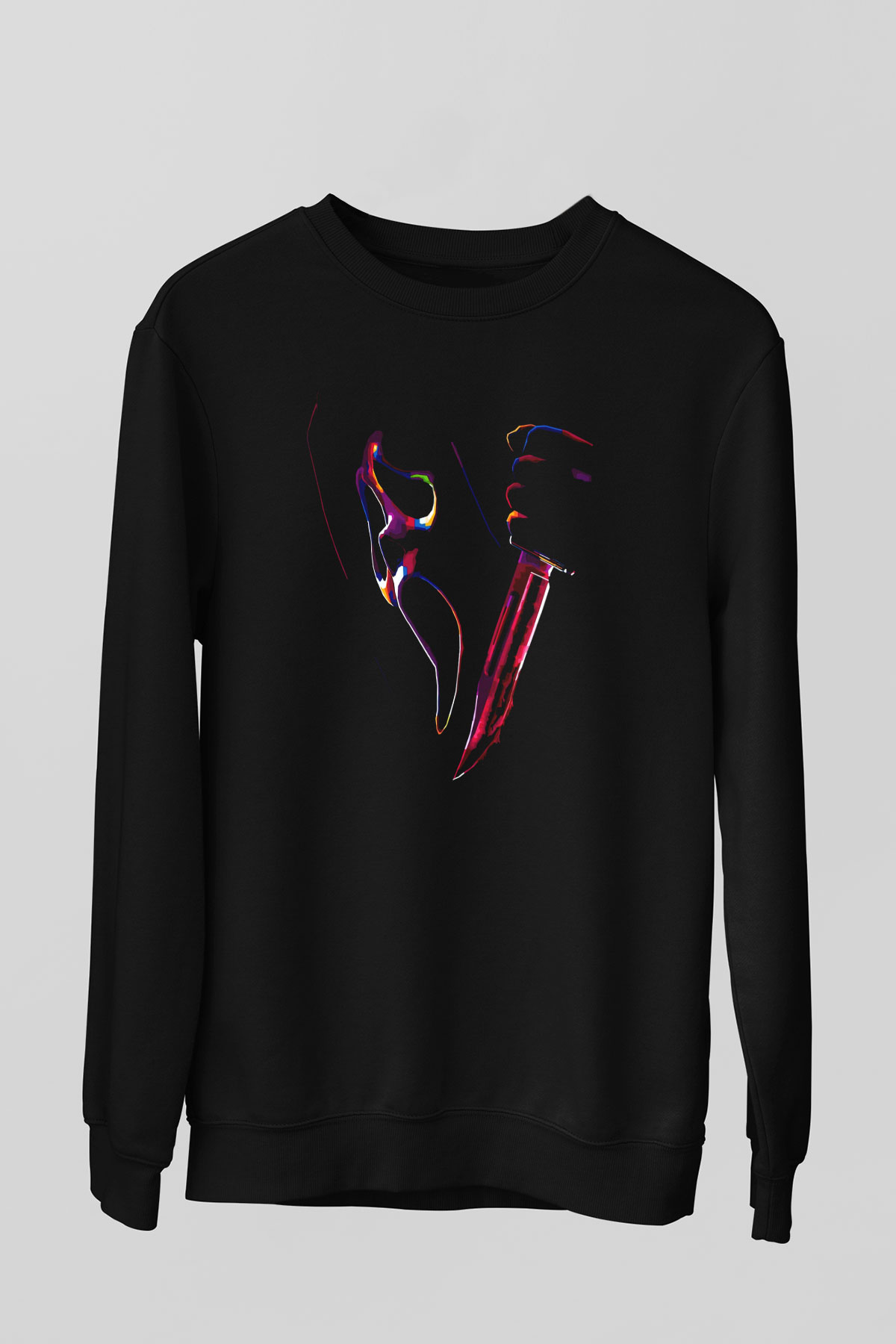 Renkli Çığlık Baskılı Unisex Siyah  Sweatshirt
