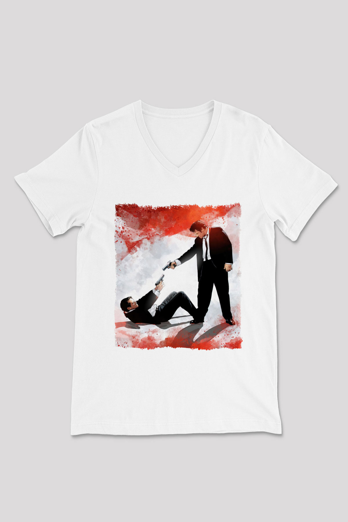 Reservoir Dogs Beyaz Unisex V Yaka Tişört