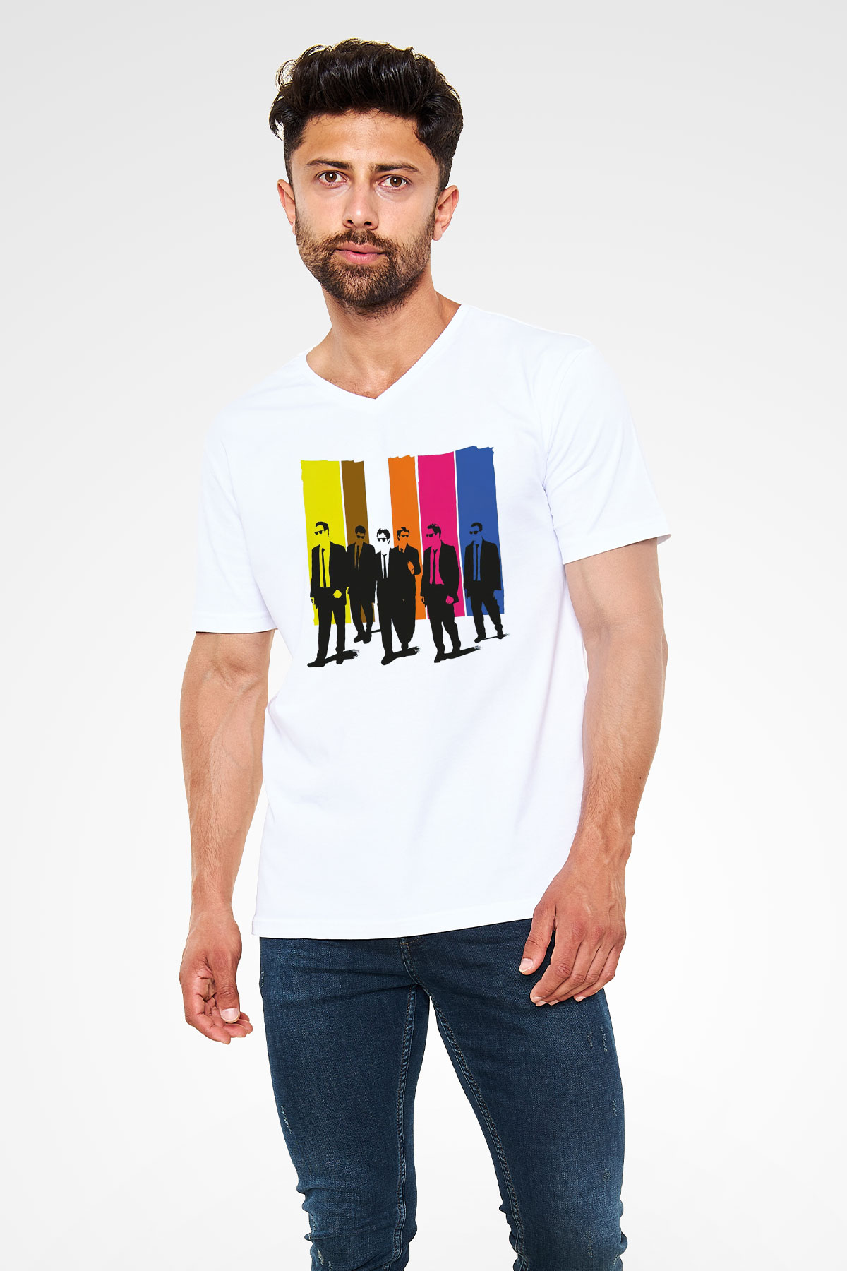 Reservoir Dogs Beyaz Unisex V Yaka Tişört