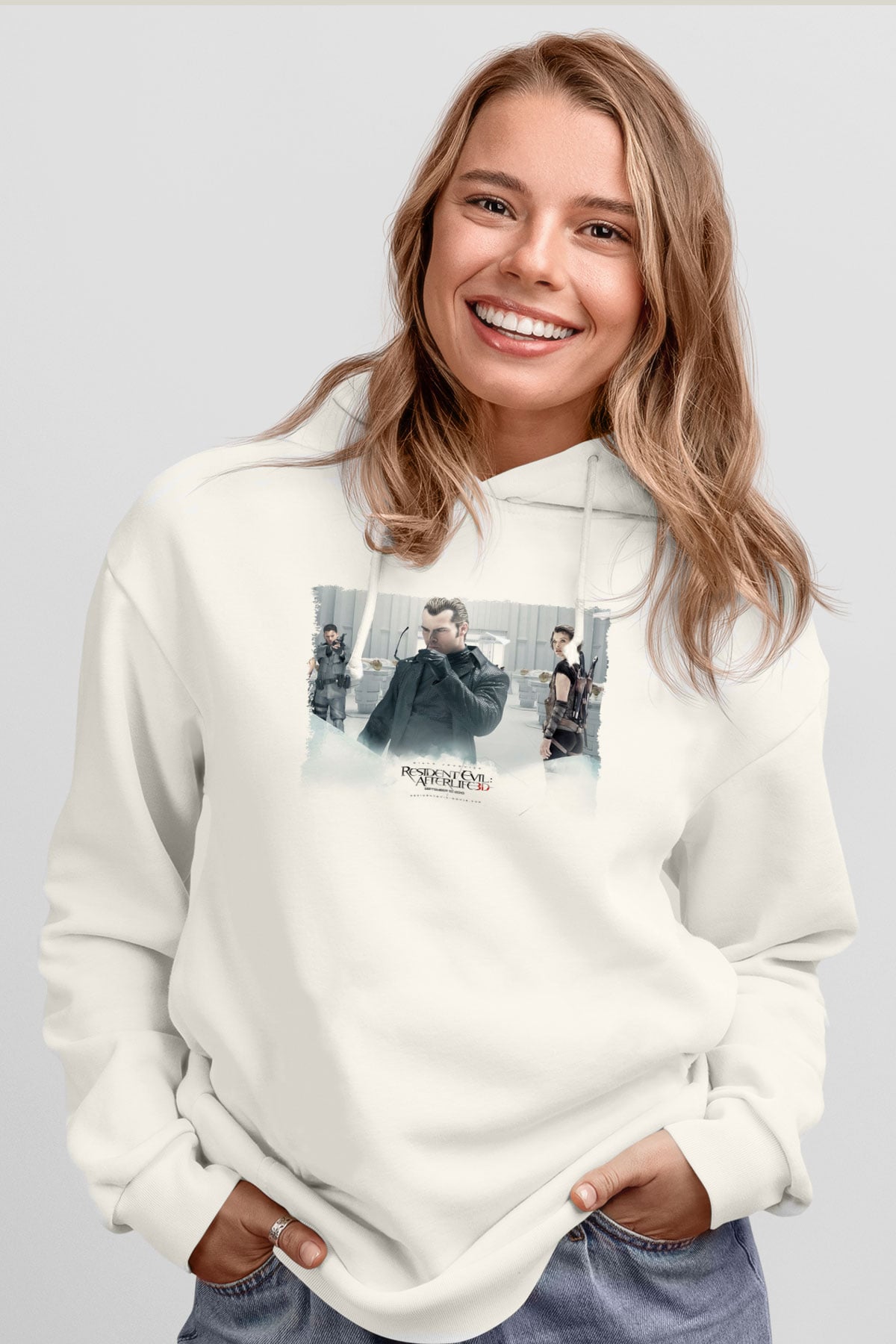 Resident Evil Beyaz Unisex Hoodie