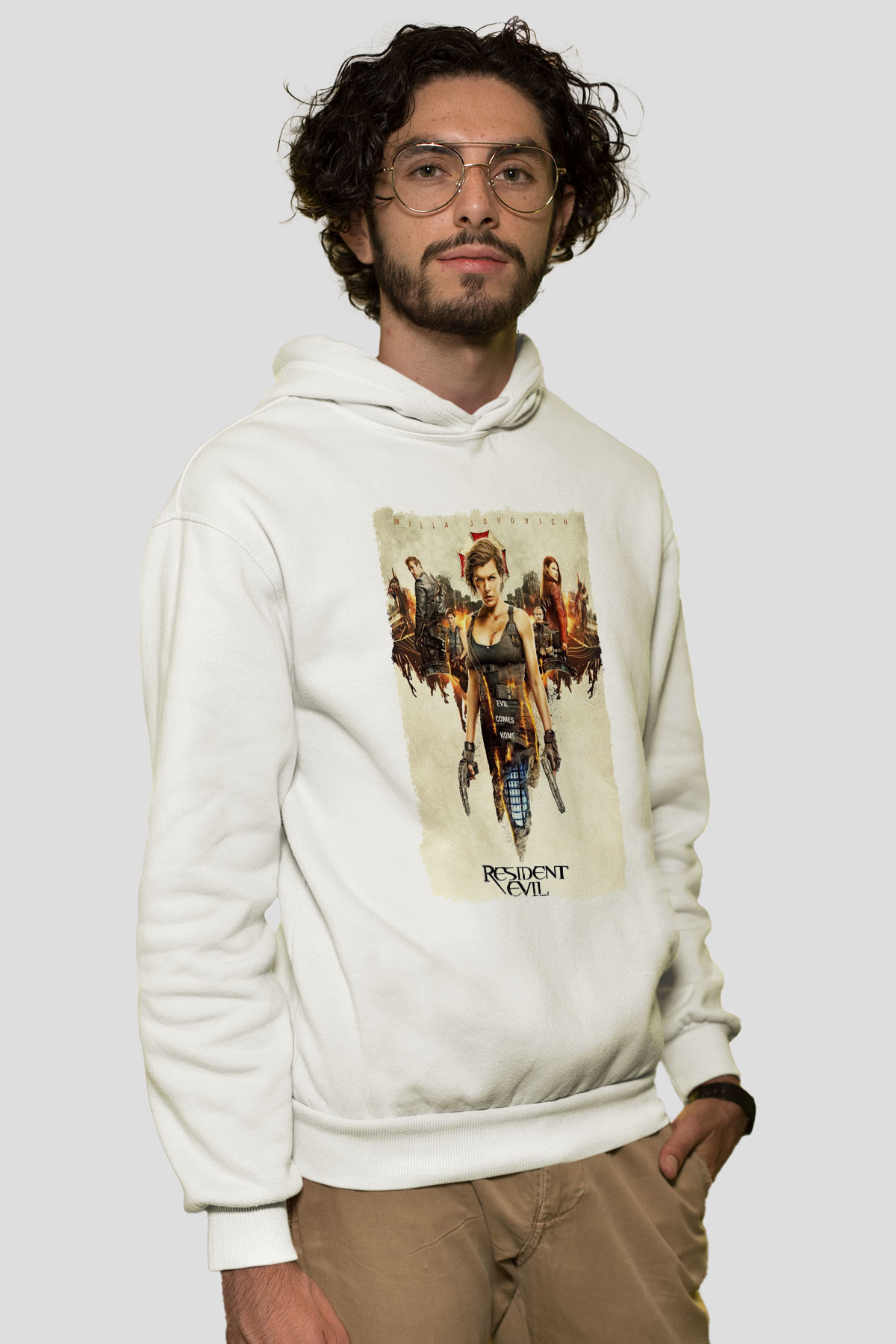 Resident Evil Beyaz Unisex Hoodie