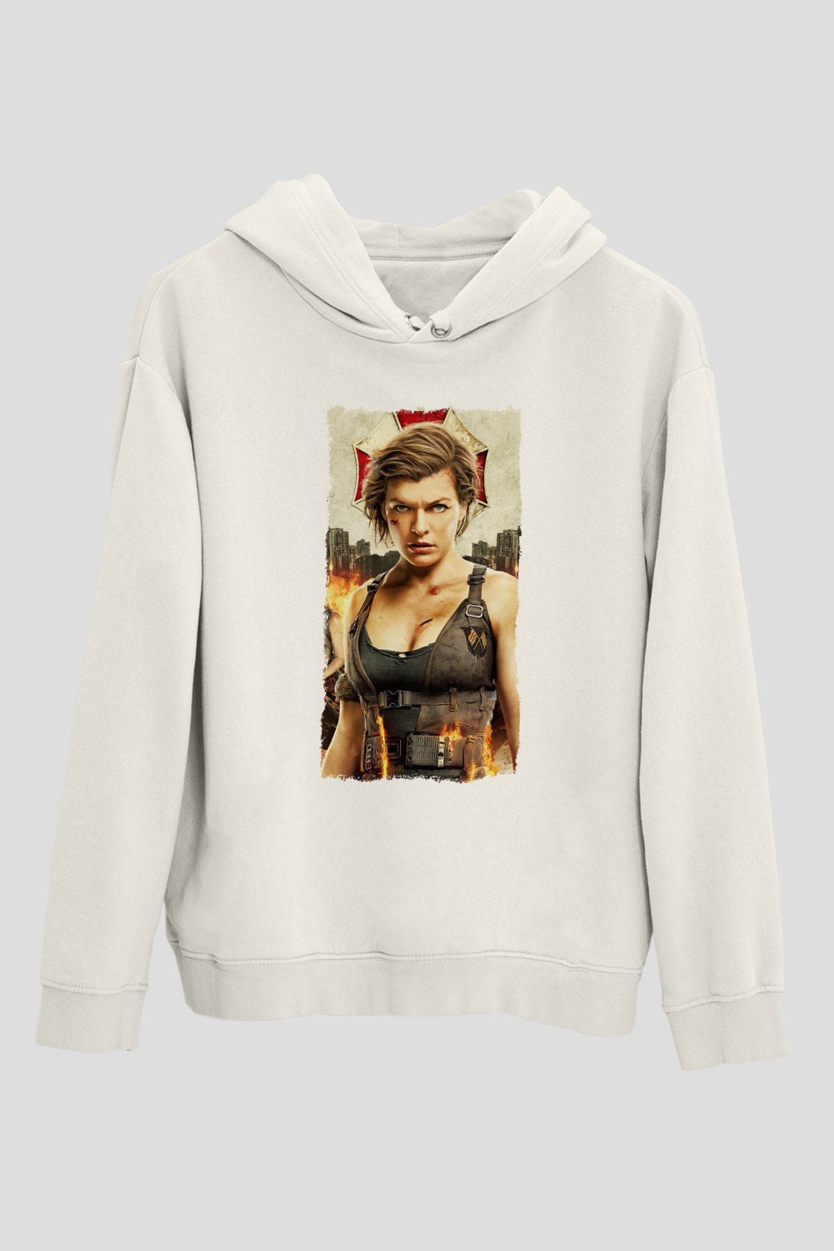 Resident Evil Beyaz Unisex Hoodie