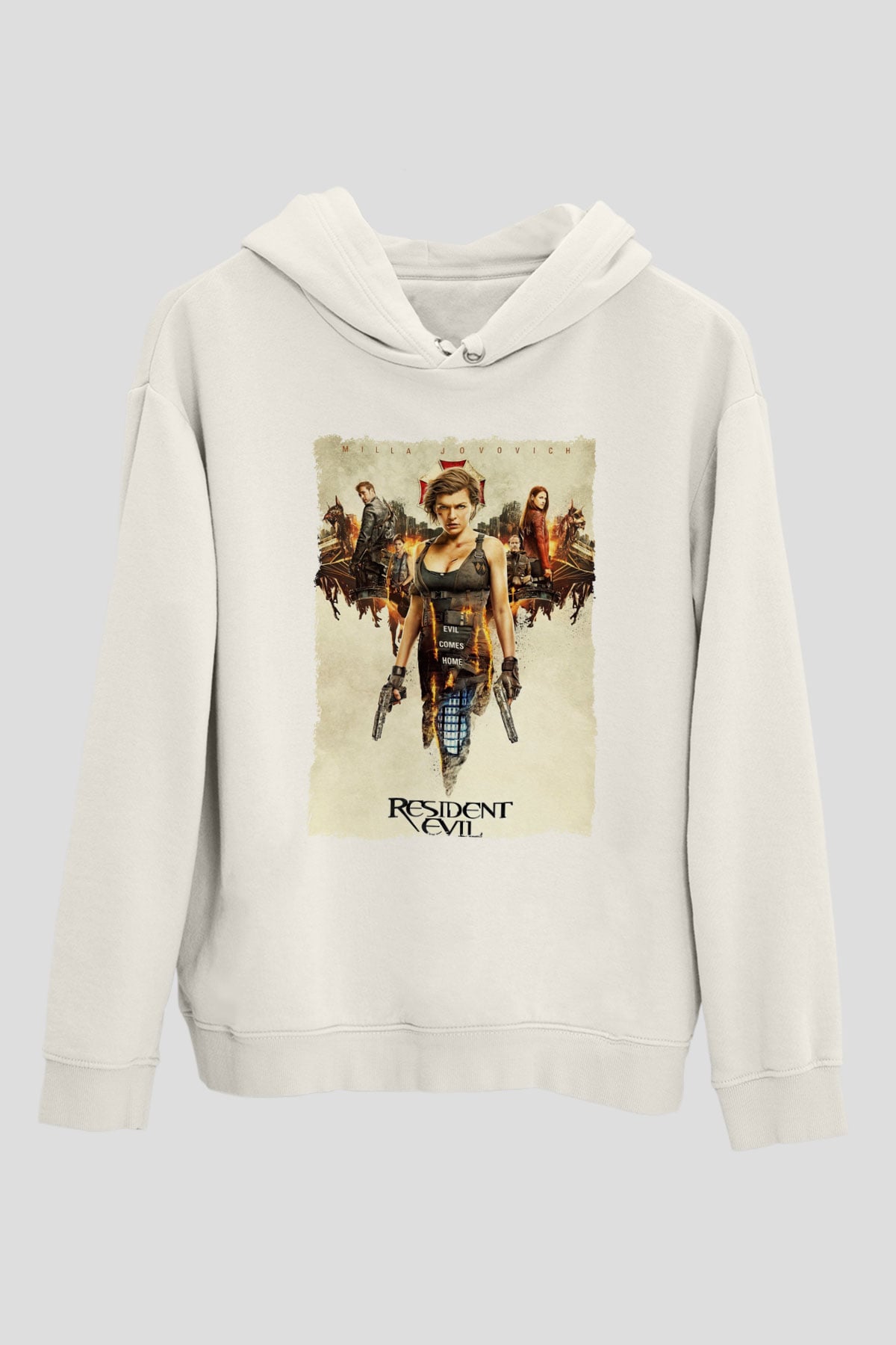 Resident Evil Beyaz Unisex Hoodie