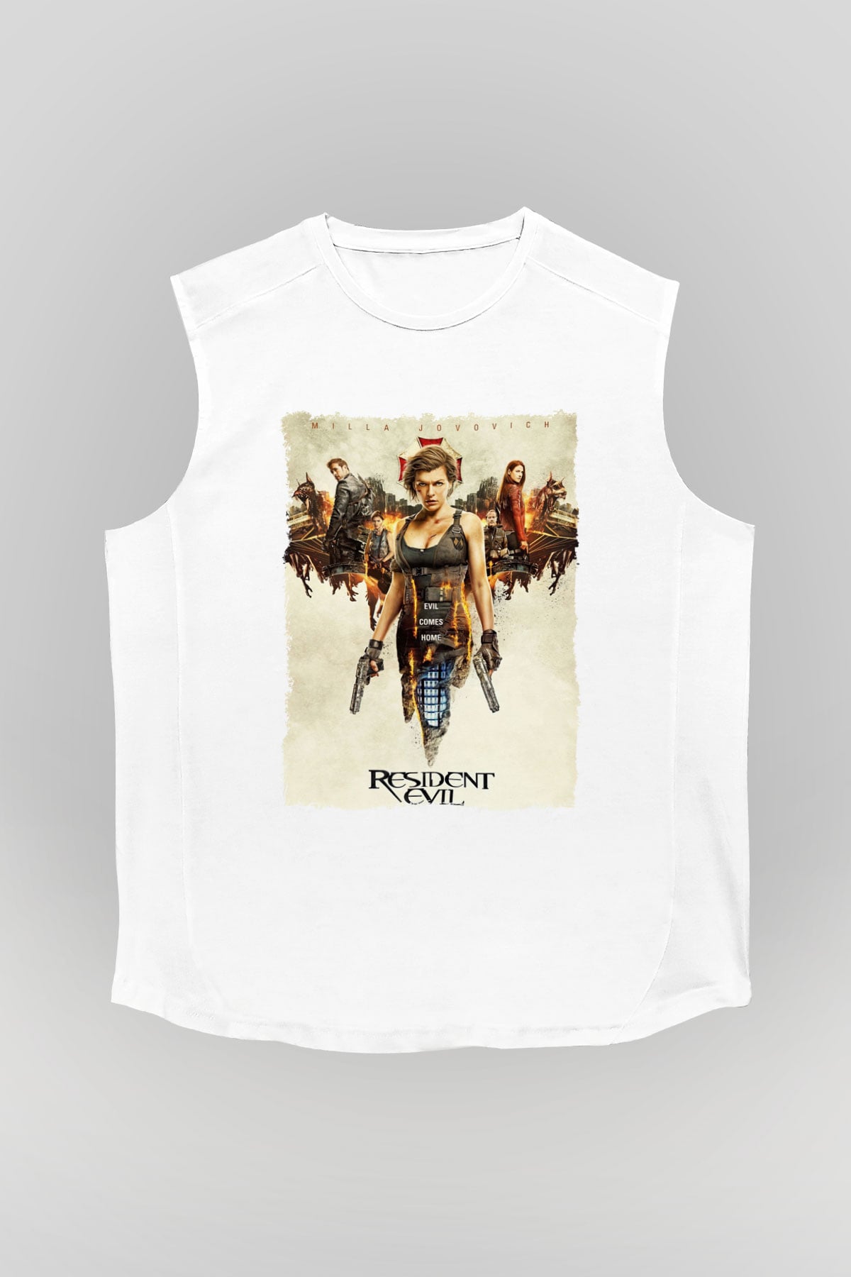 Resident Evil Beyaz Unisex Kolsuz Tişört