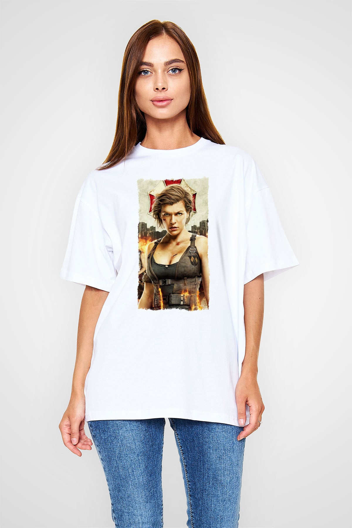 Resident Evil Beyaz Oversize Tişört Oversize T-shirt