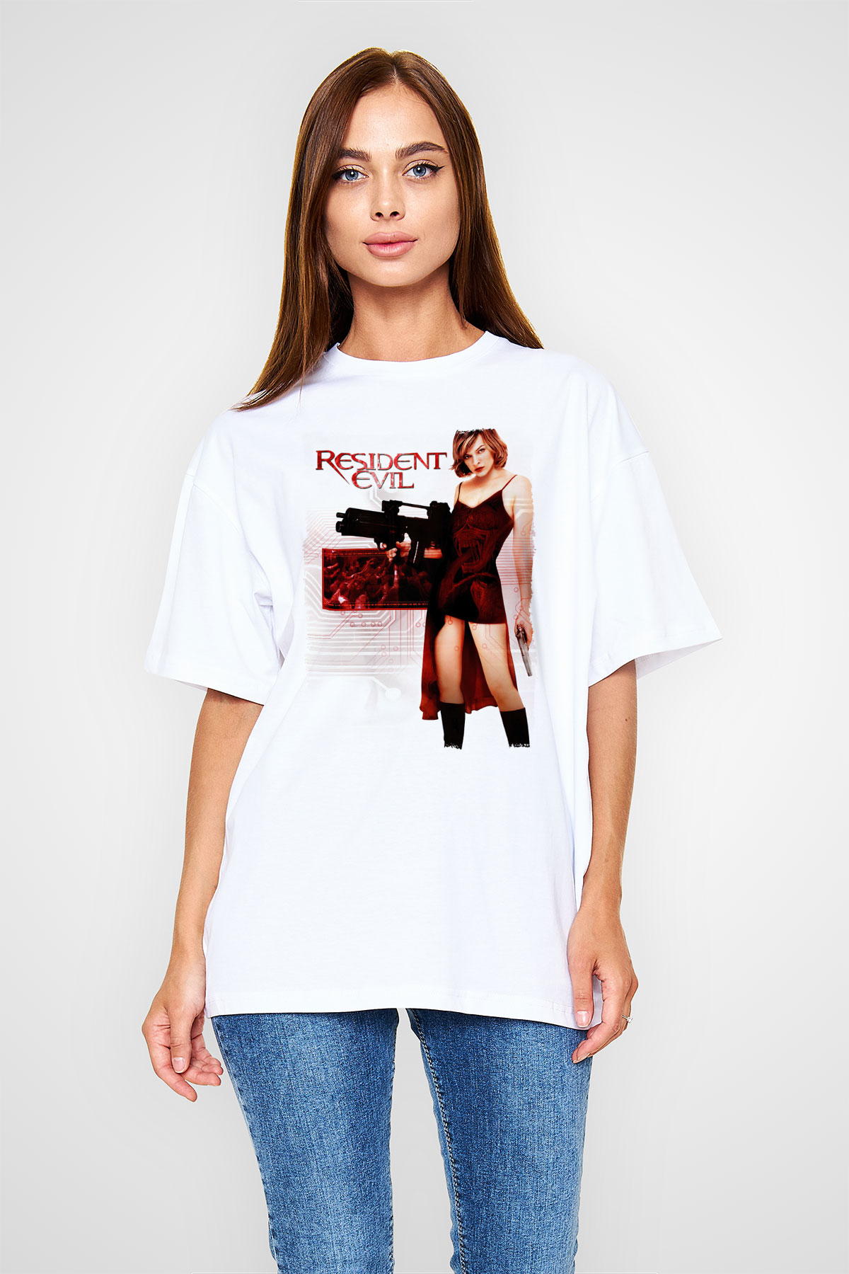 Resident Evil Beyaz Oversize Tişört Oversize T-shirt
