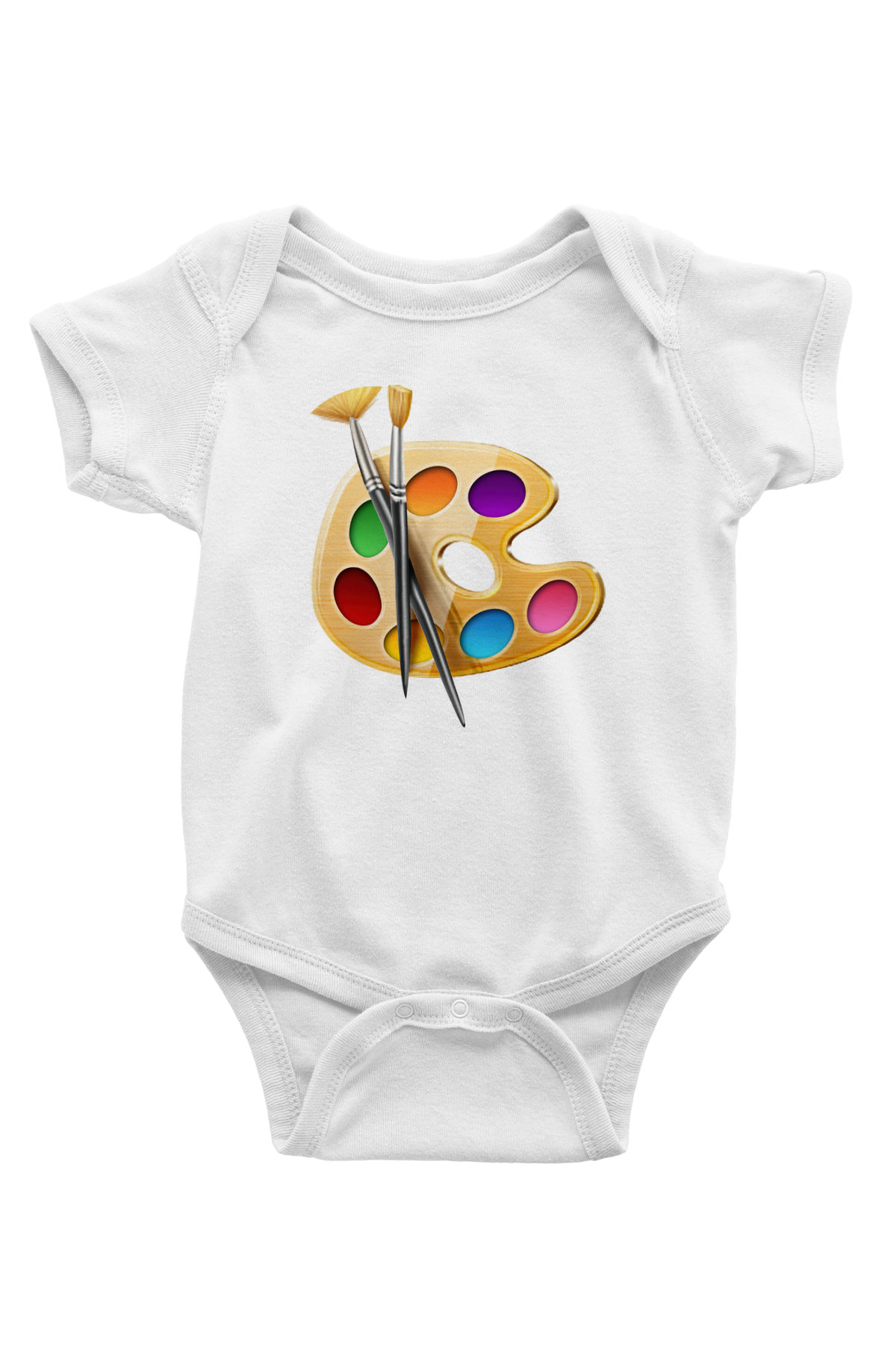 Ressam Baskılı Beyaz Unisex Bebek Body - Zıbın