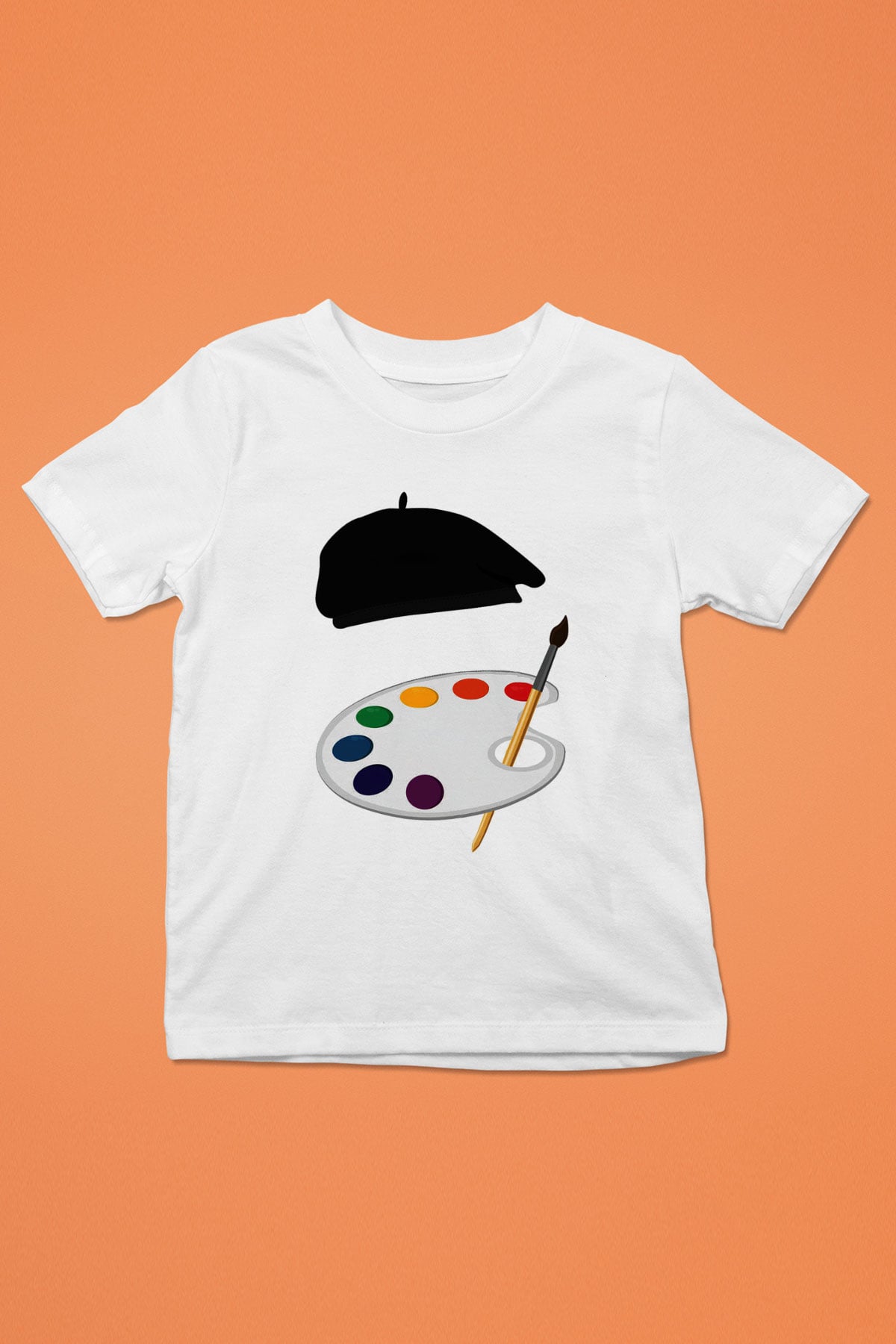 Ressam Baskılı Beyaz Unisex Çocuk Tişört