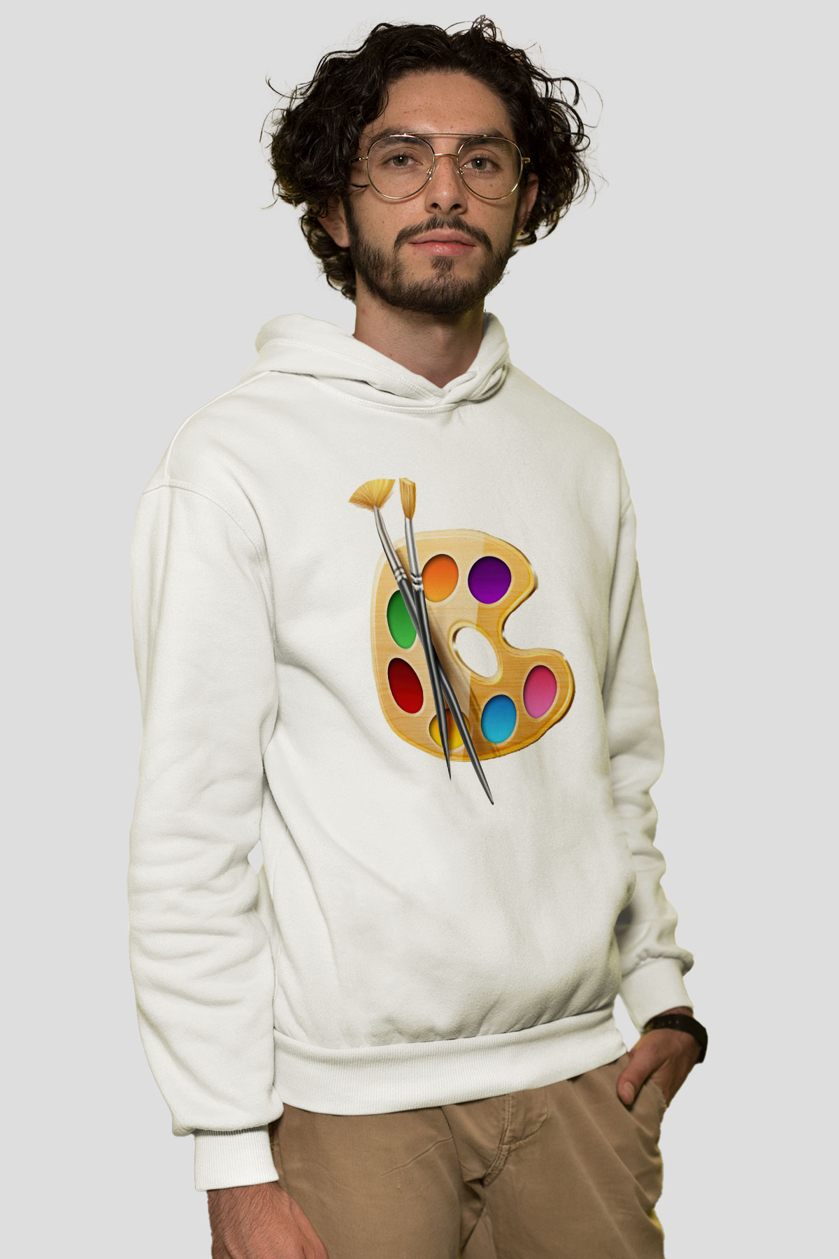 Ressam Beyaz Unisex Hoodie