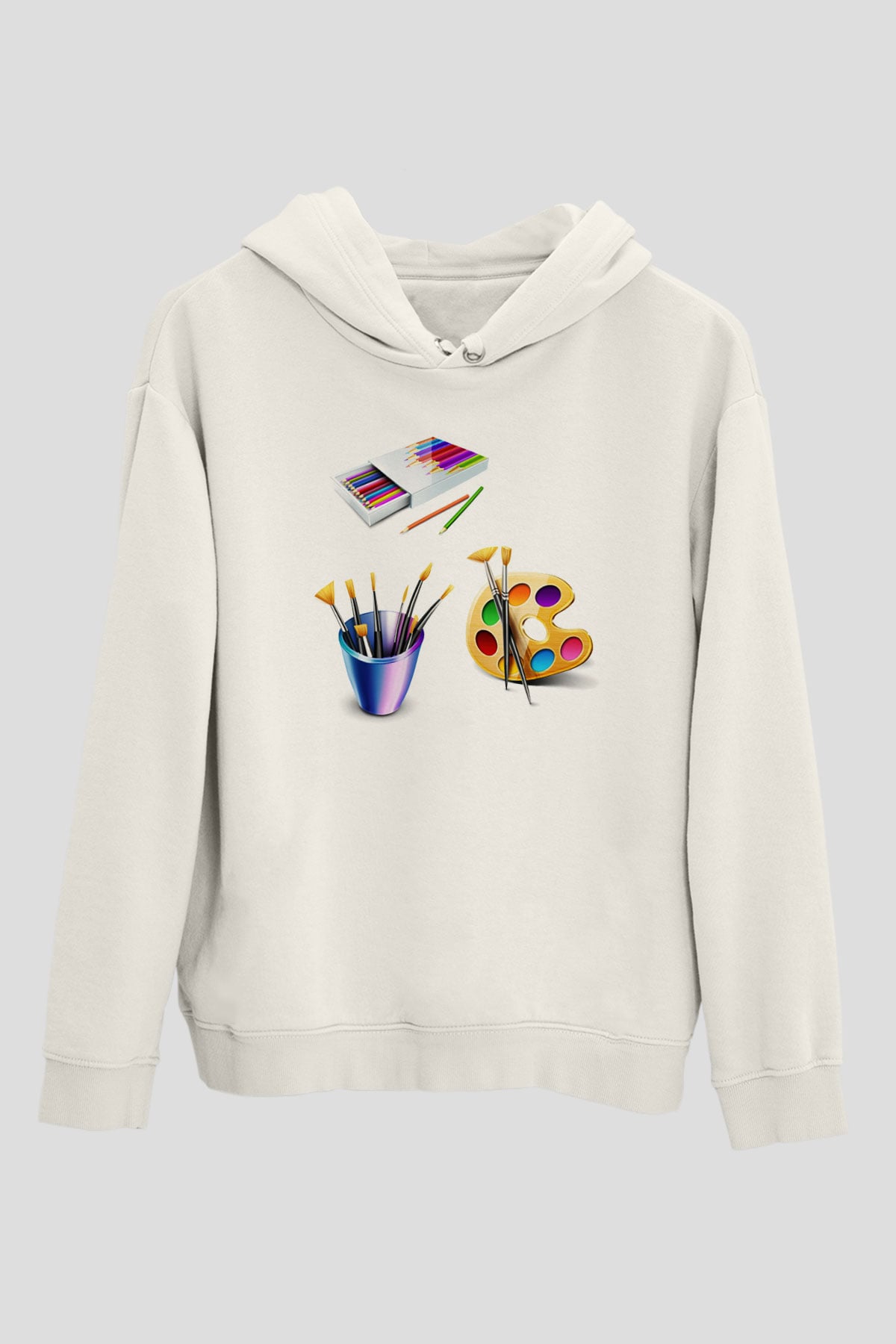 Ressam Beyaz Unisex Hoodie