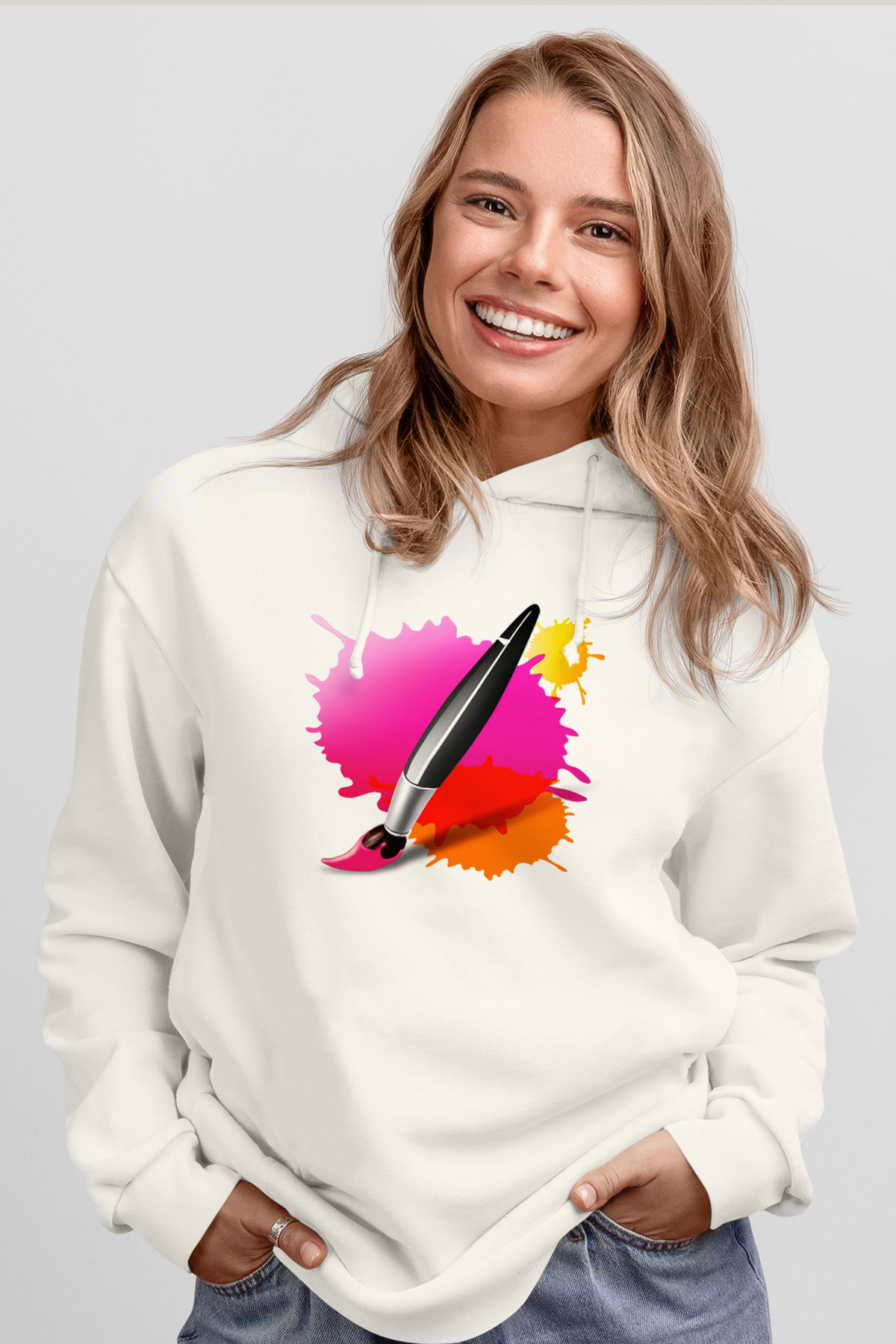 Ressam Beyaz Unisex Hoodie