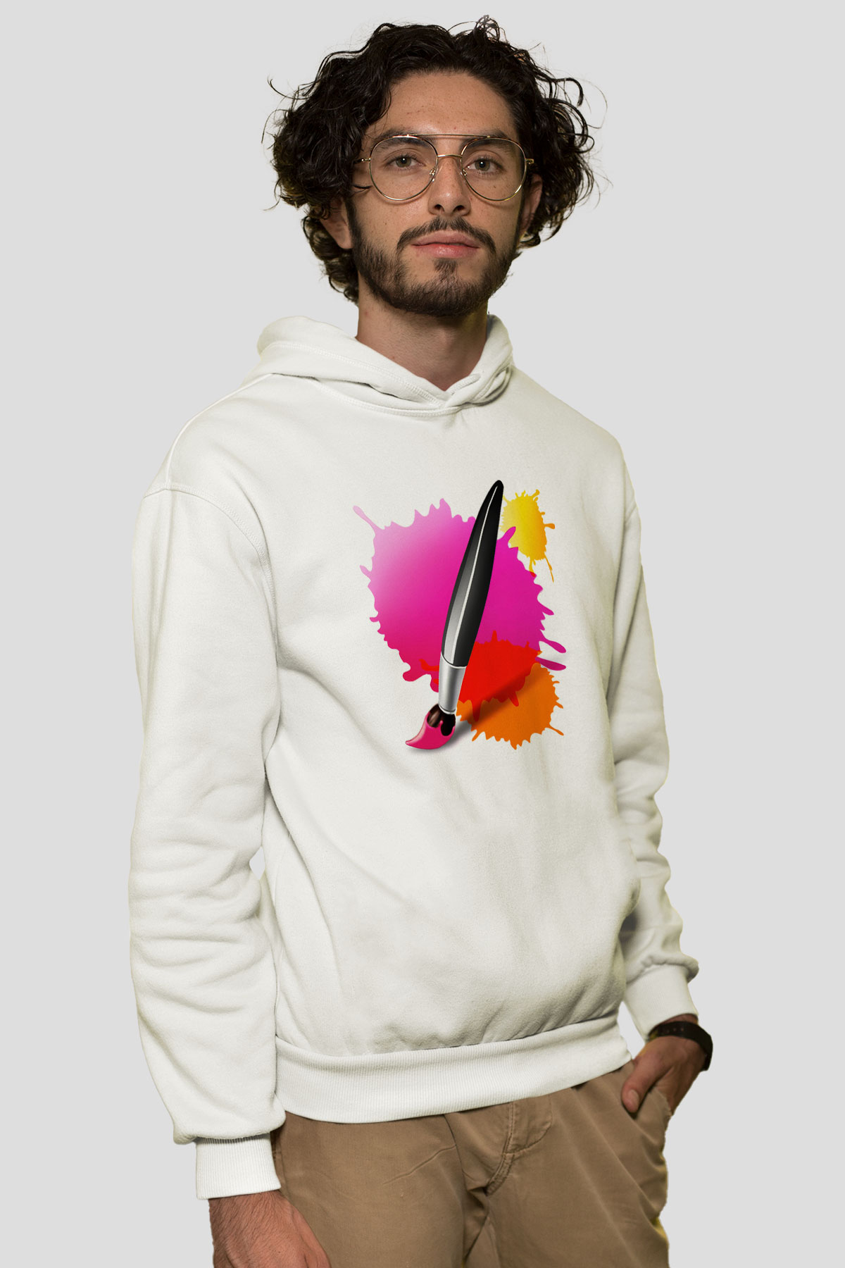 Ressam Beyaz Unisex Hoodie
