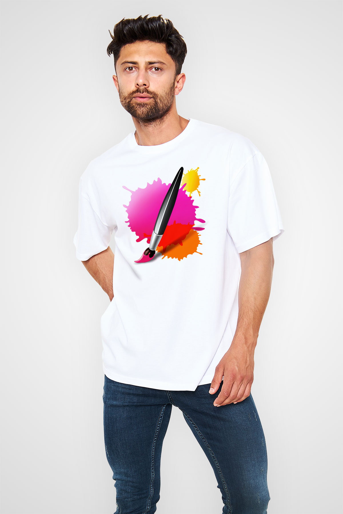 Ressam Beyaz Unisex Oversize Tişört T-Shirt