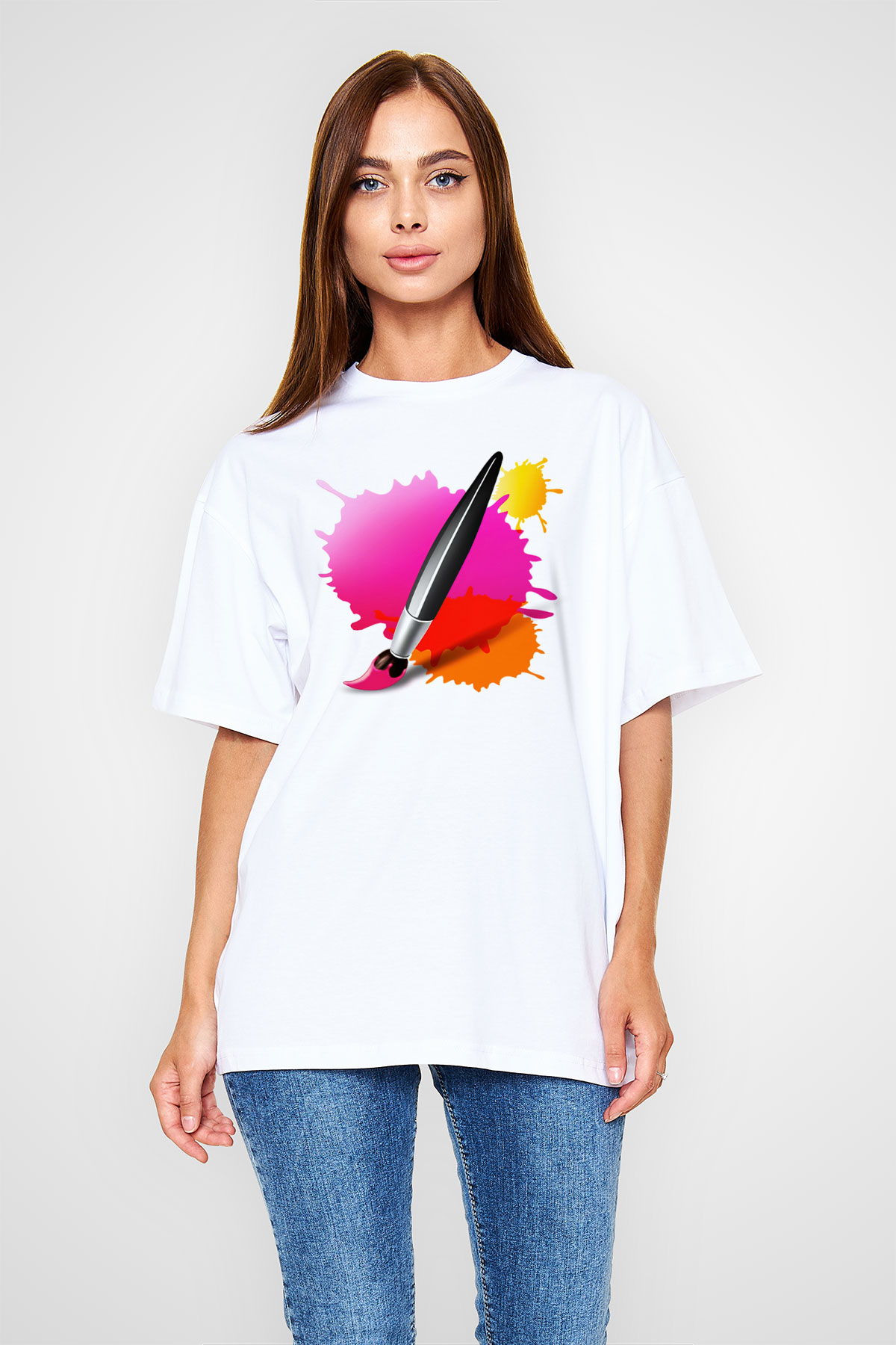 Ressam Beyaz Unisex Oversize Tişört T-Shirt