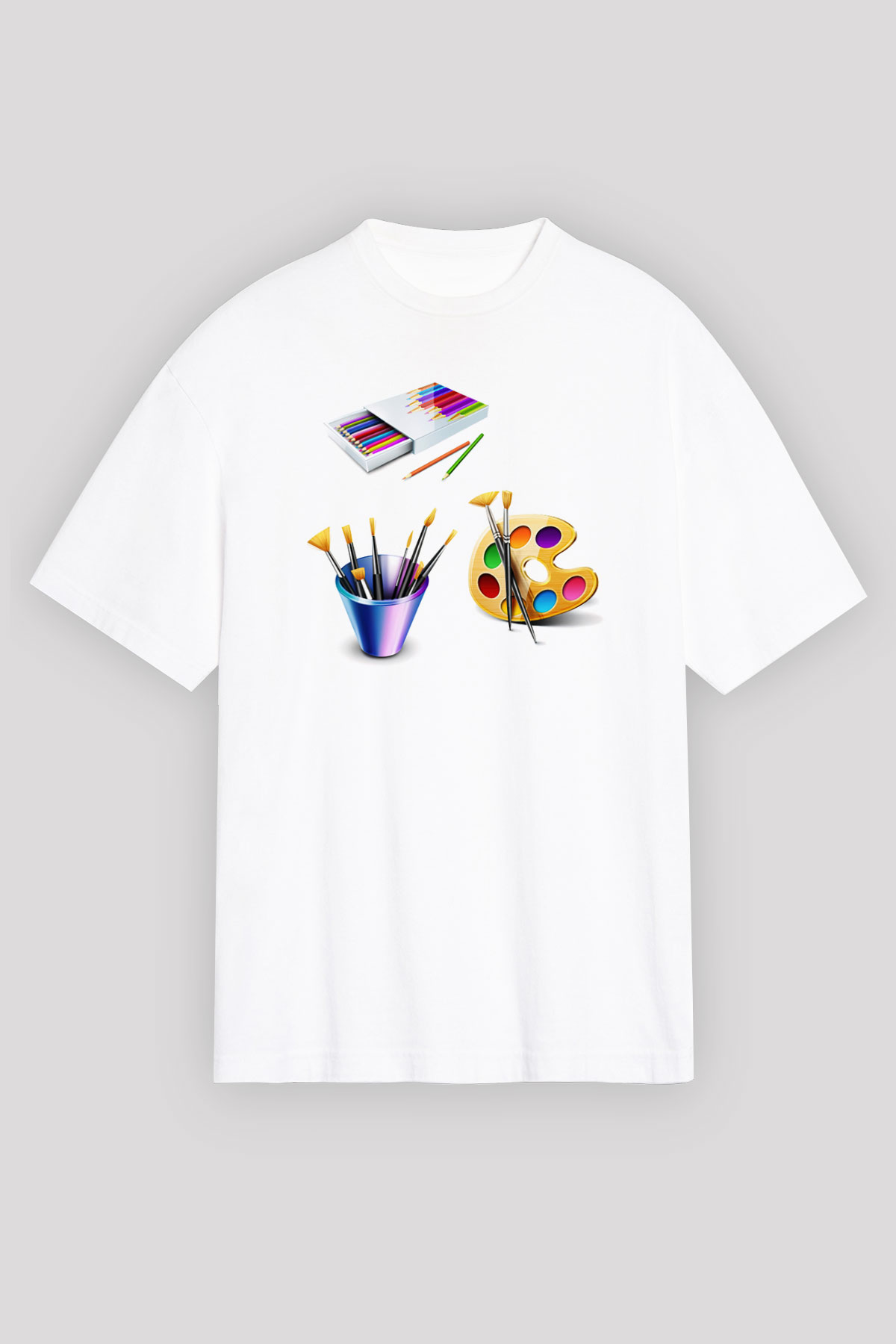 Ressam Beyaz Unisex Oversize Tişört T-Shirt