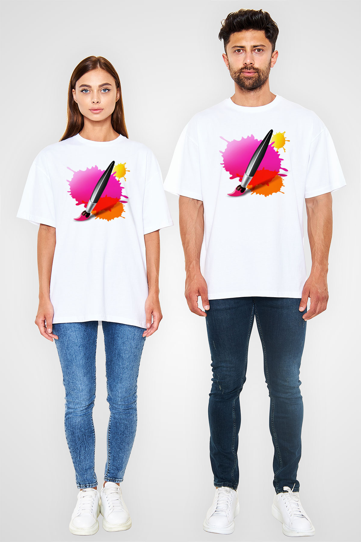 Ressam Beyaz Unisex Oversize Tişört T-Shirt