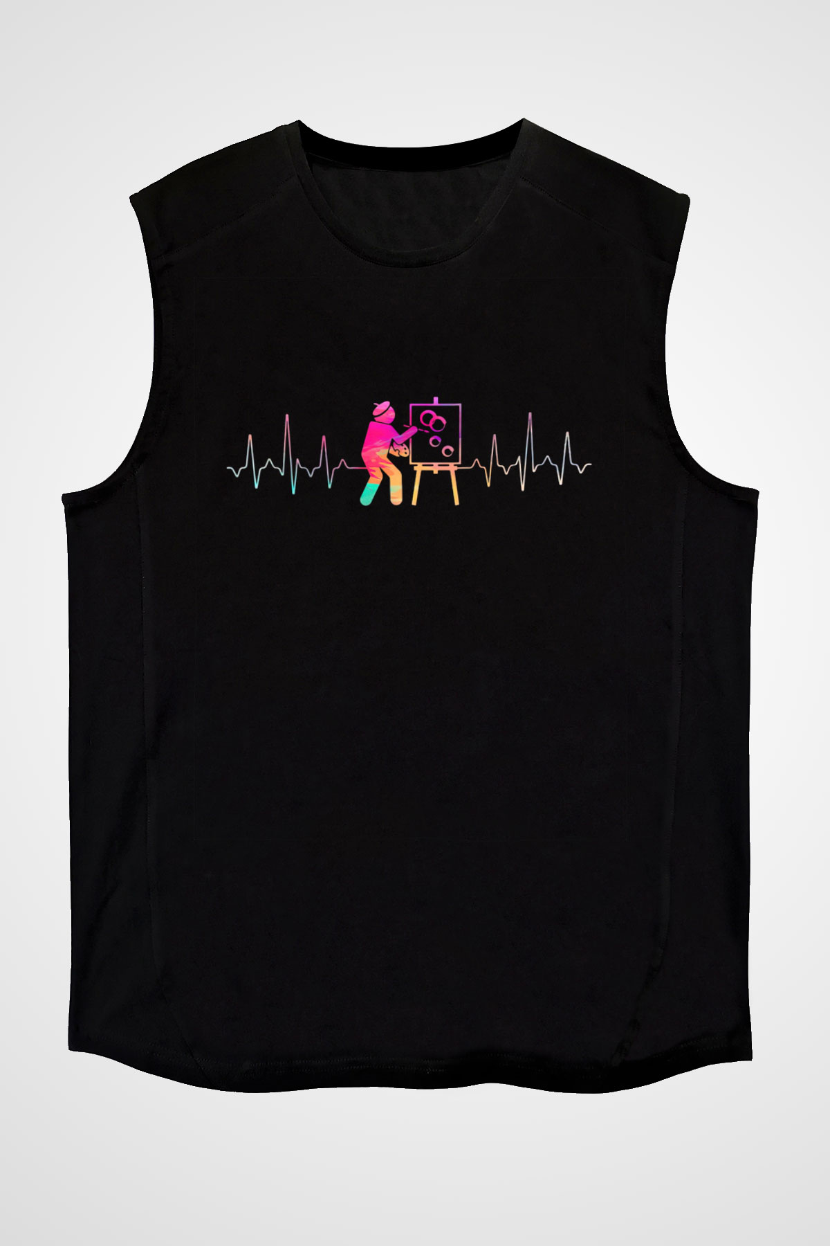 Ressam Siyah Unisex Kolsuz Tişört
