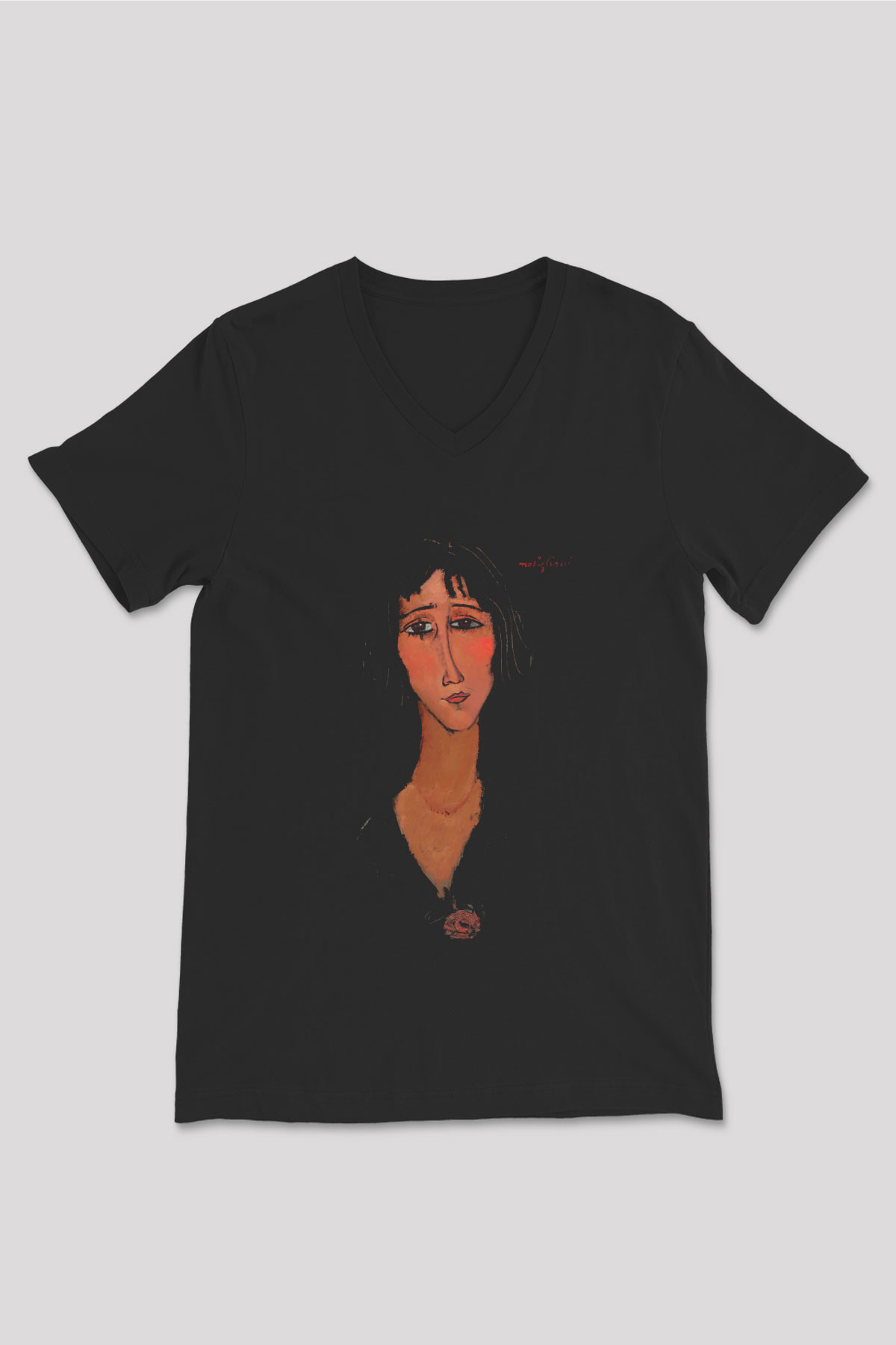 Ressam Siyah Unisex V Yaka Tişört T-Shirt