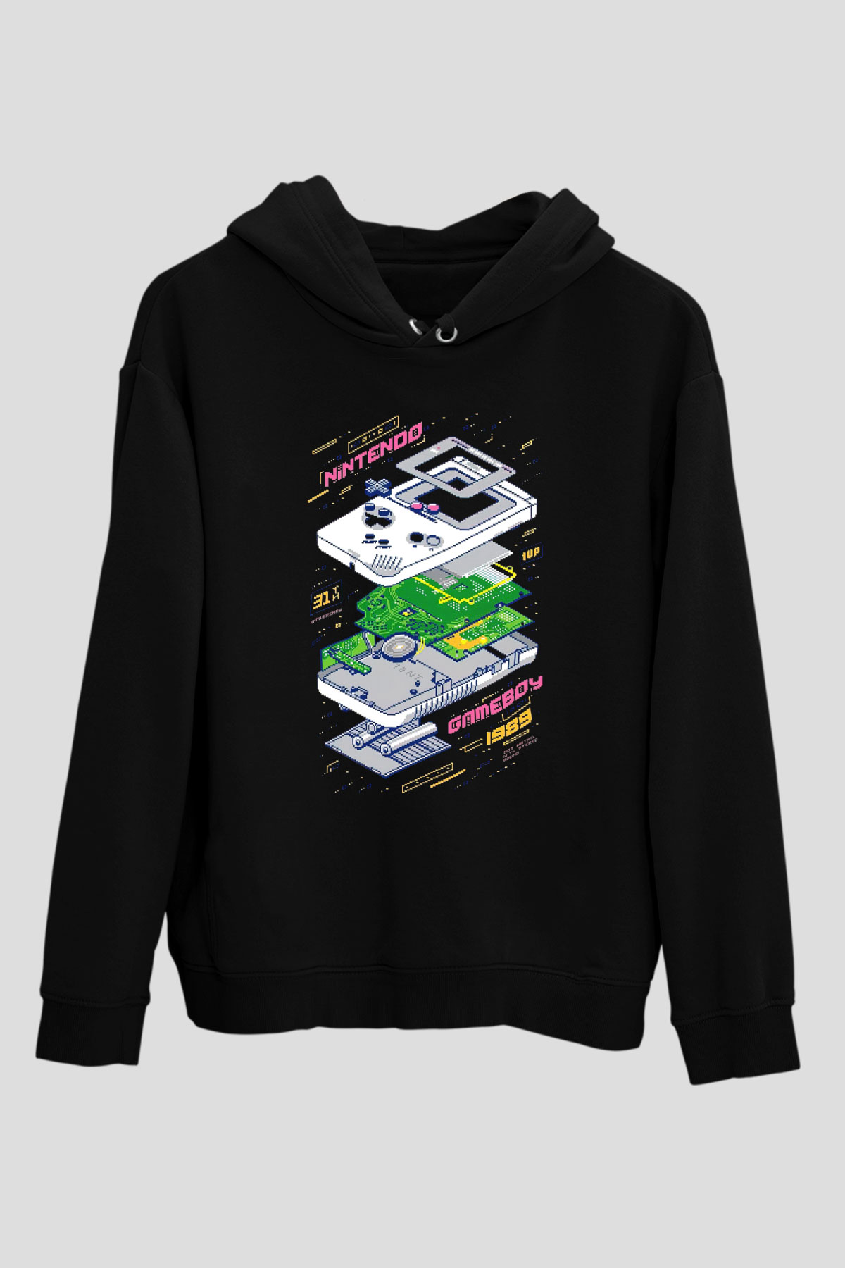 Retro GameboySiyah  Unisex Hoodie
