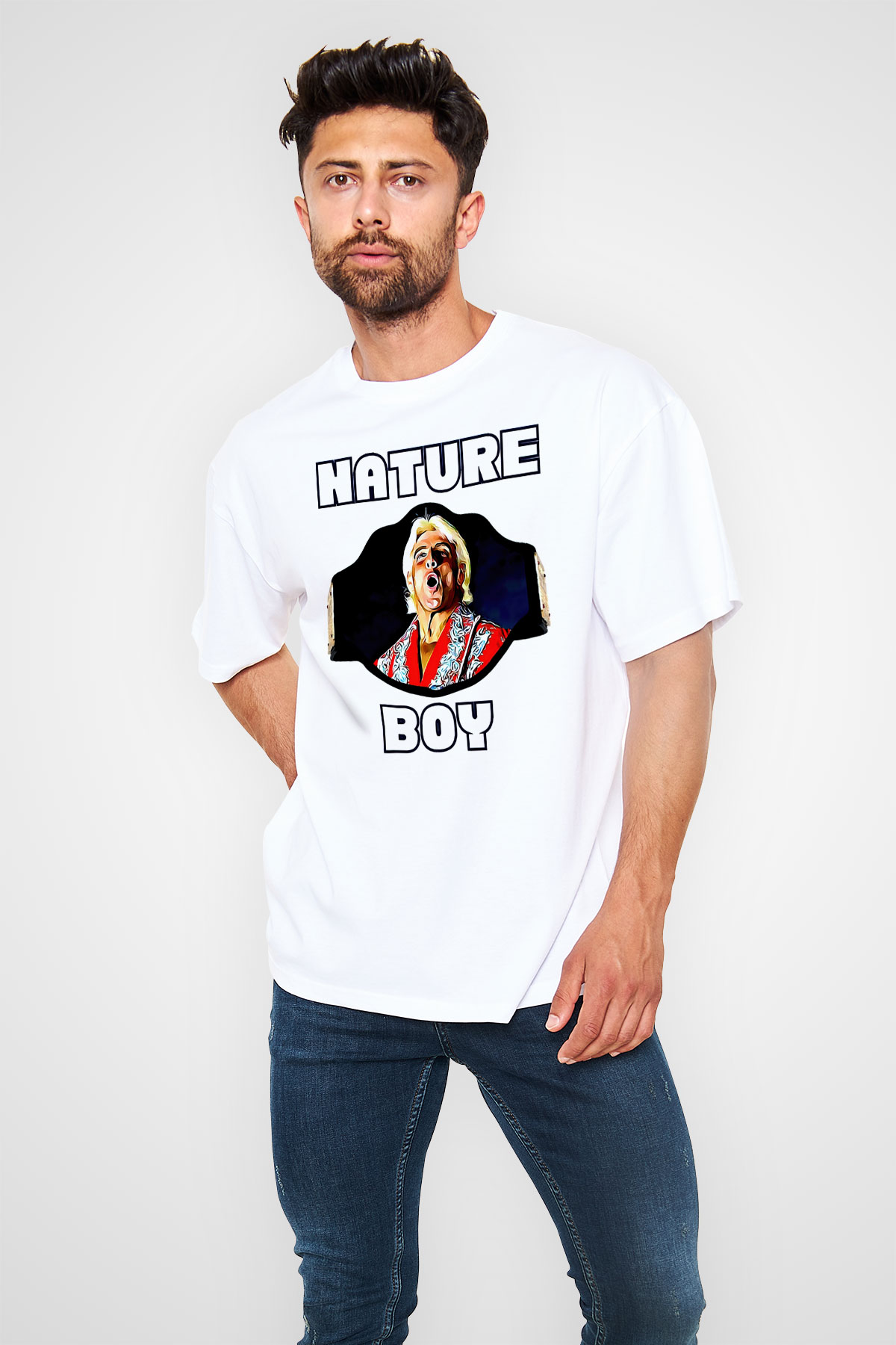 Ric Flair Beyaz Oversize Tişört
