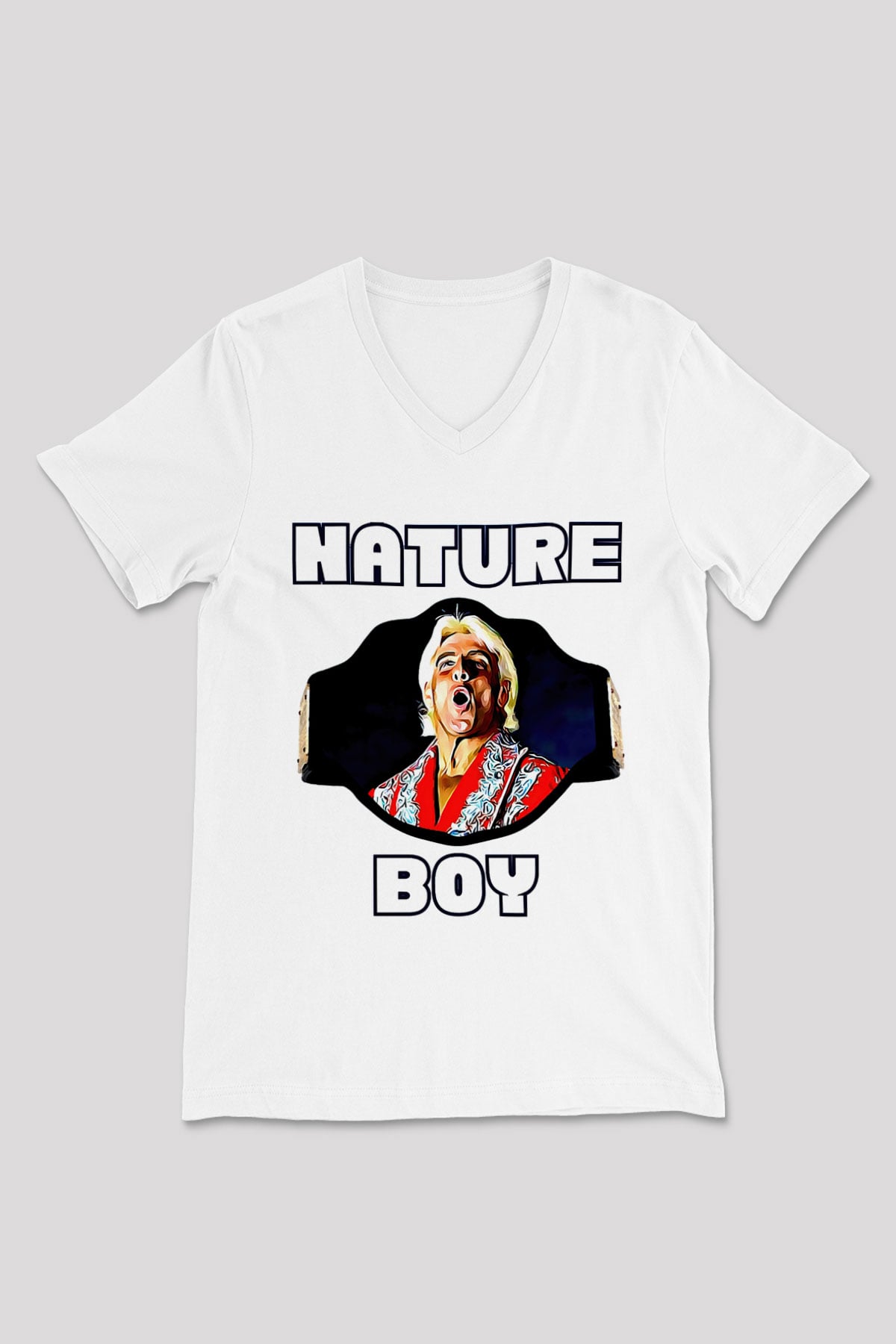 Ric Flair Beyaz Unisex  V Yaka Tişört